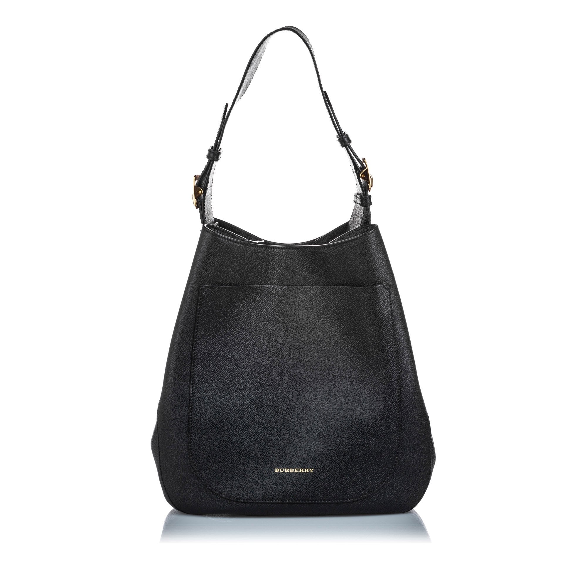 Pre-Loved Burberry Black Calf Leather Hobo Bag United Kingdom