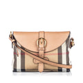 Pre-Loved Burberry Brown Beige Canvas Fabric House Check Crossbody Bag ROMANIA