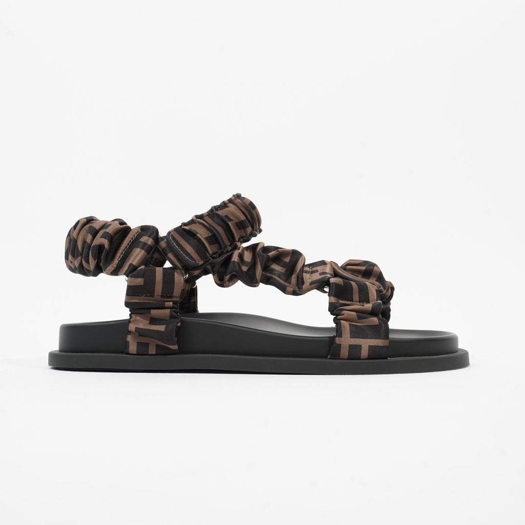 Fendi Fendi Feel Sandals Black / Brown Satin EU 37 UK 4