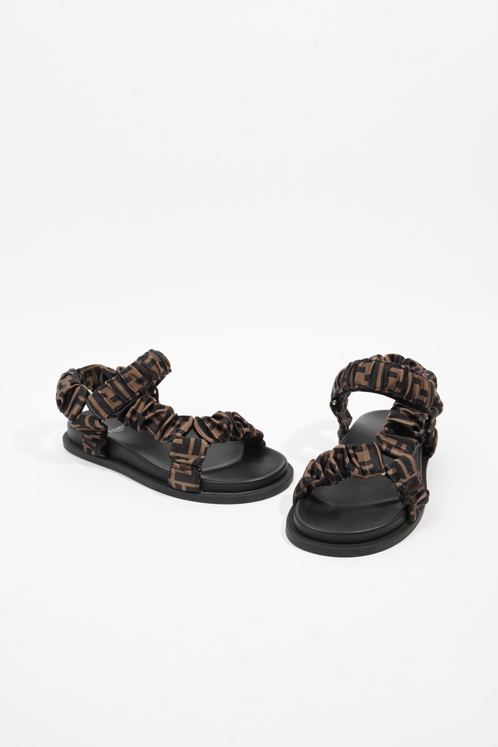 Fendi Fendi Feel Sandals Black / Brown Satin EU 37 UK 4