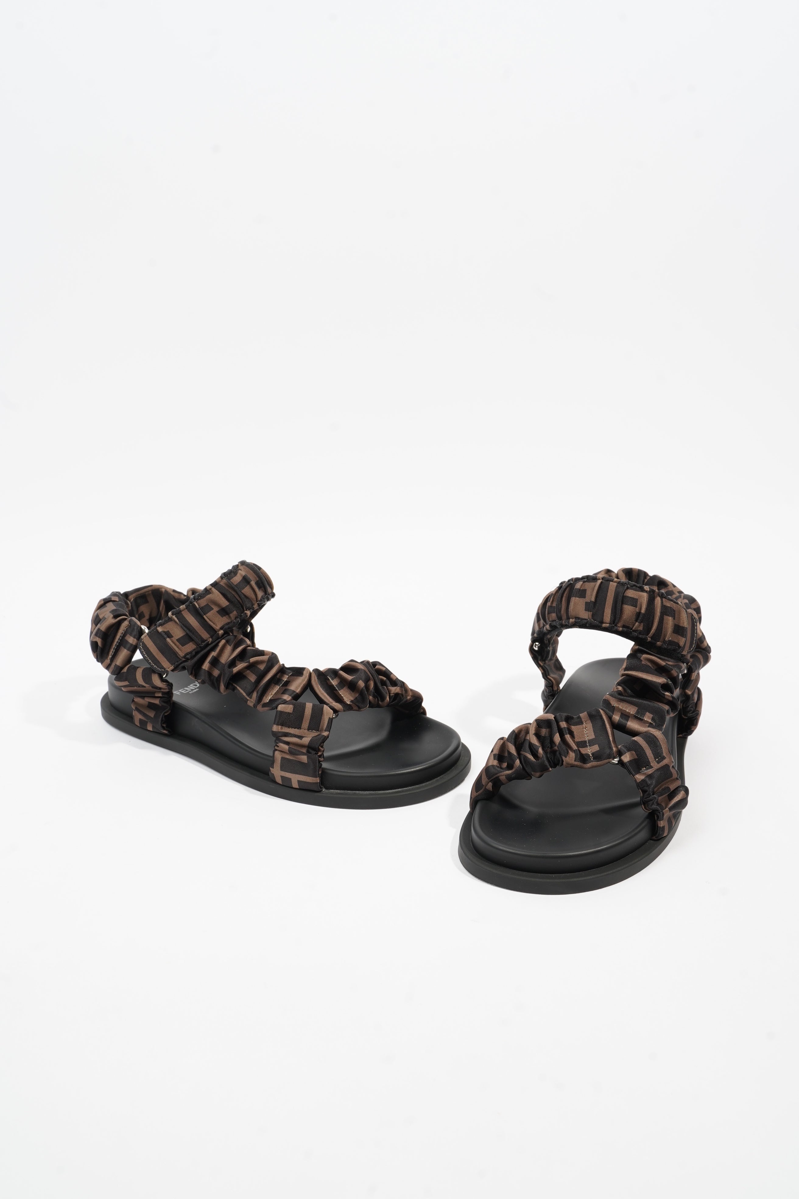 Fendi Fendi Feel Sandals Black / Brown Satin EU 37 UK 4