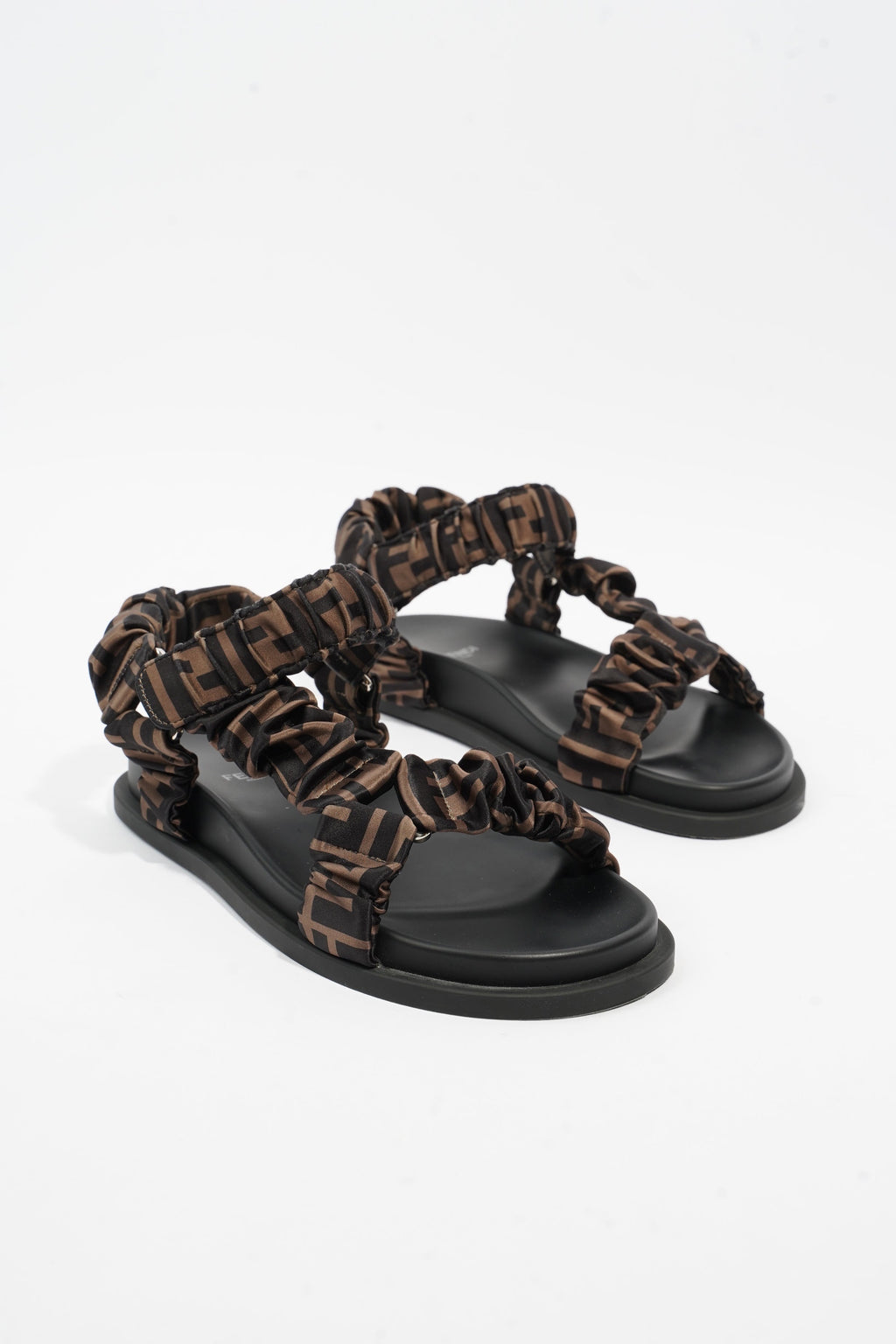 Fendi Fendi Feel Sandals Black / Brown Satin EU 37 UK 4