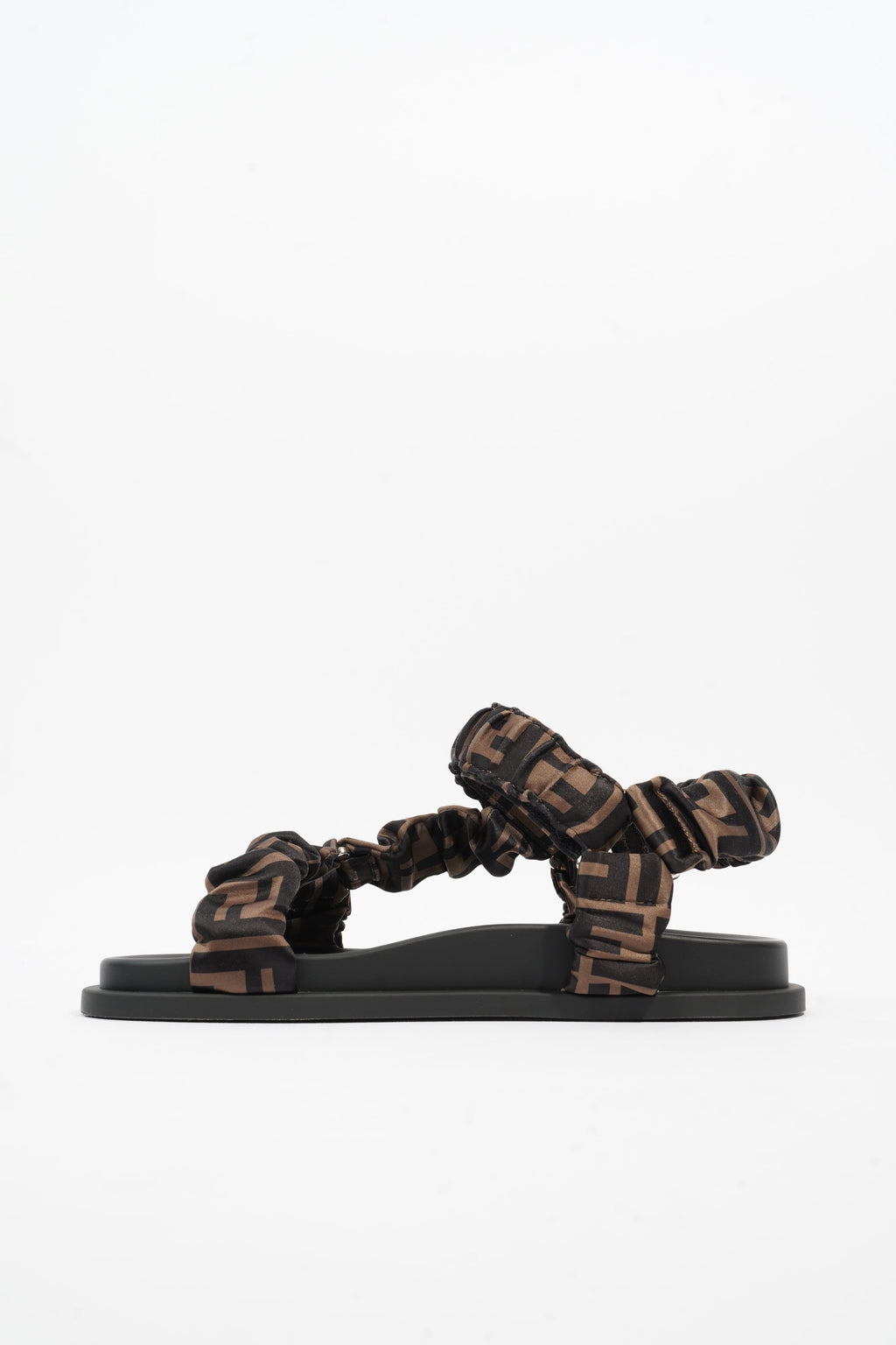 Fendi Fendi Feel Sandals Black / Brown Satin EU 37 UK 4
