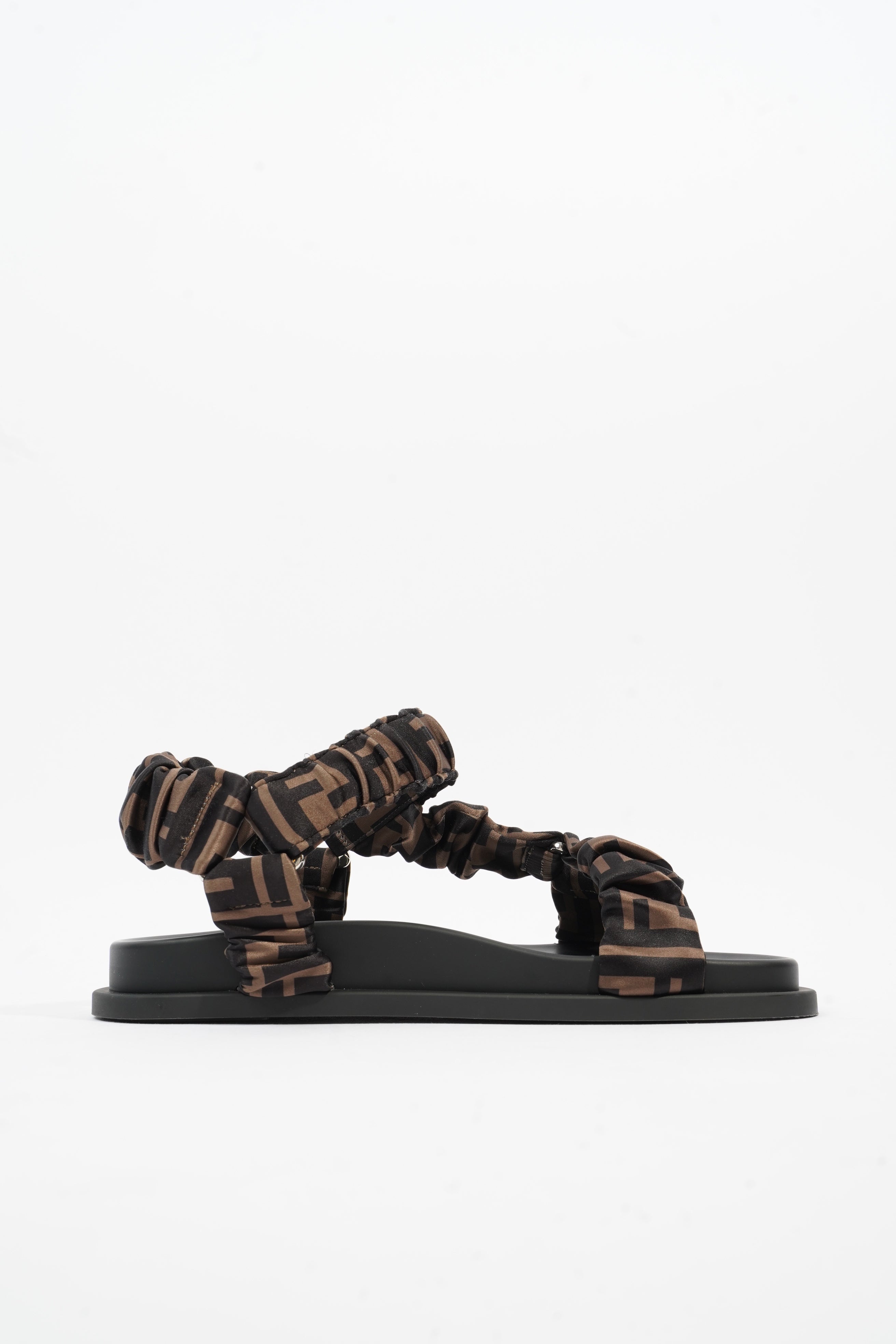 Fendi Fendi Feel Sandals Black / Brown Satin EU 37 UK 4