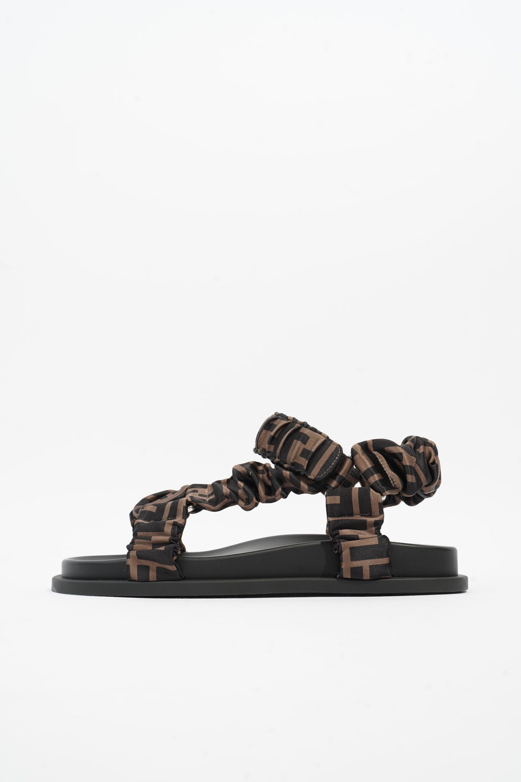 Fendi Fendi Feel Sandals Black / Brown Satin EU 37 UK 4