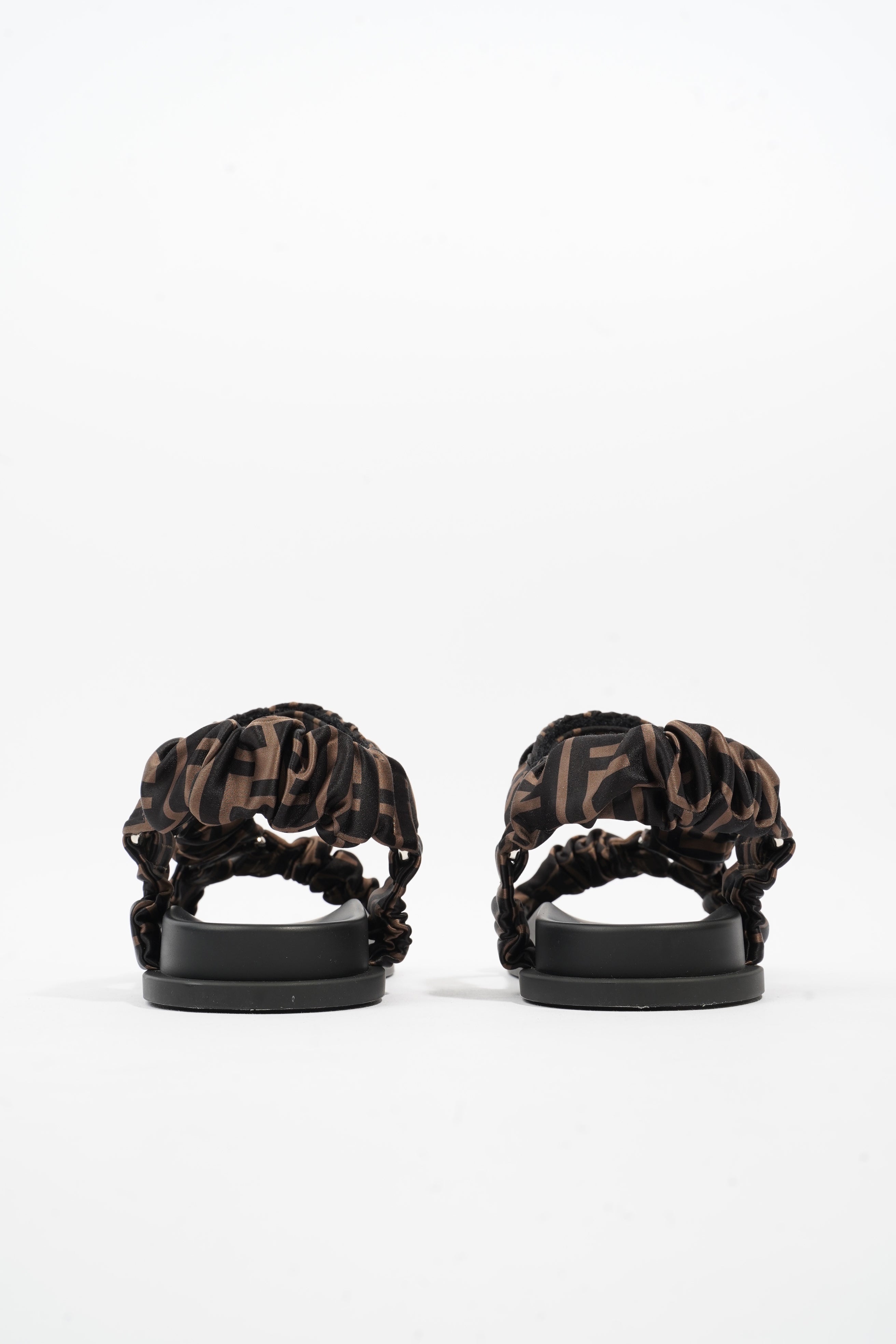Fendi Fendi Feel Sandals Black / Brown Satin EU 37 UK 4