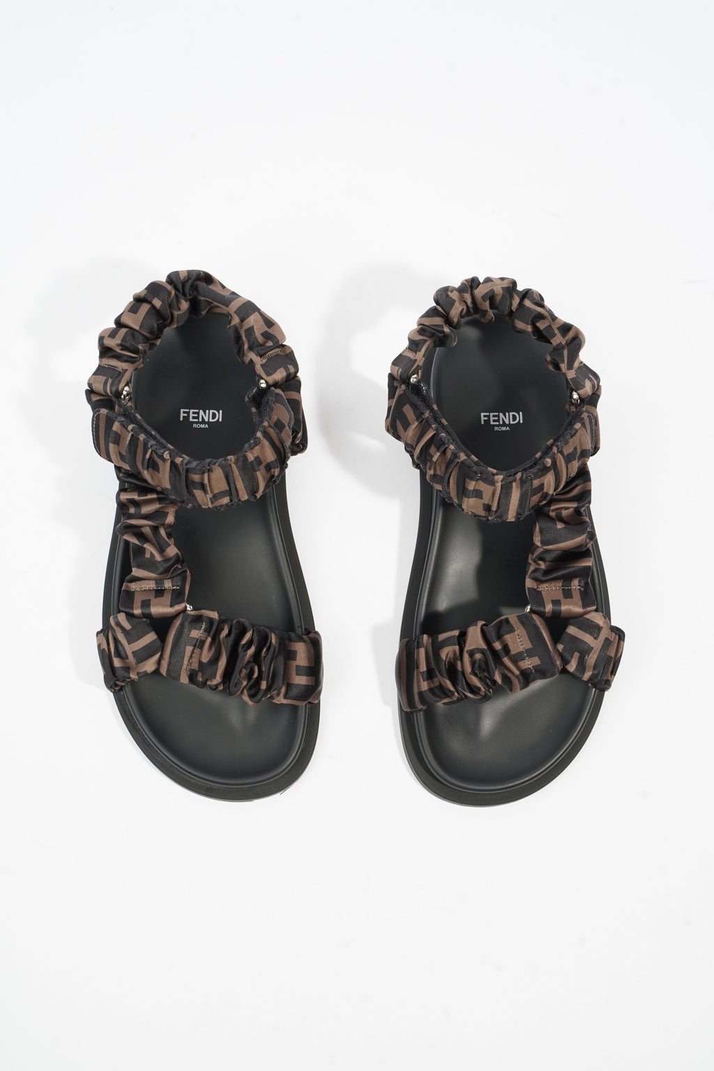 Fendi Fendi Feel Sandals Black / Brown Satin EU 37 UK 4