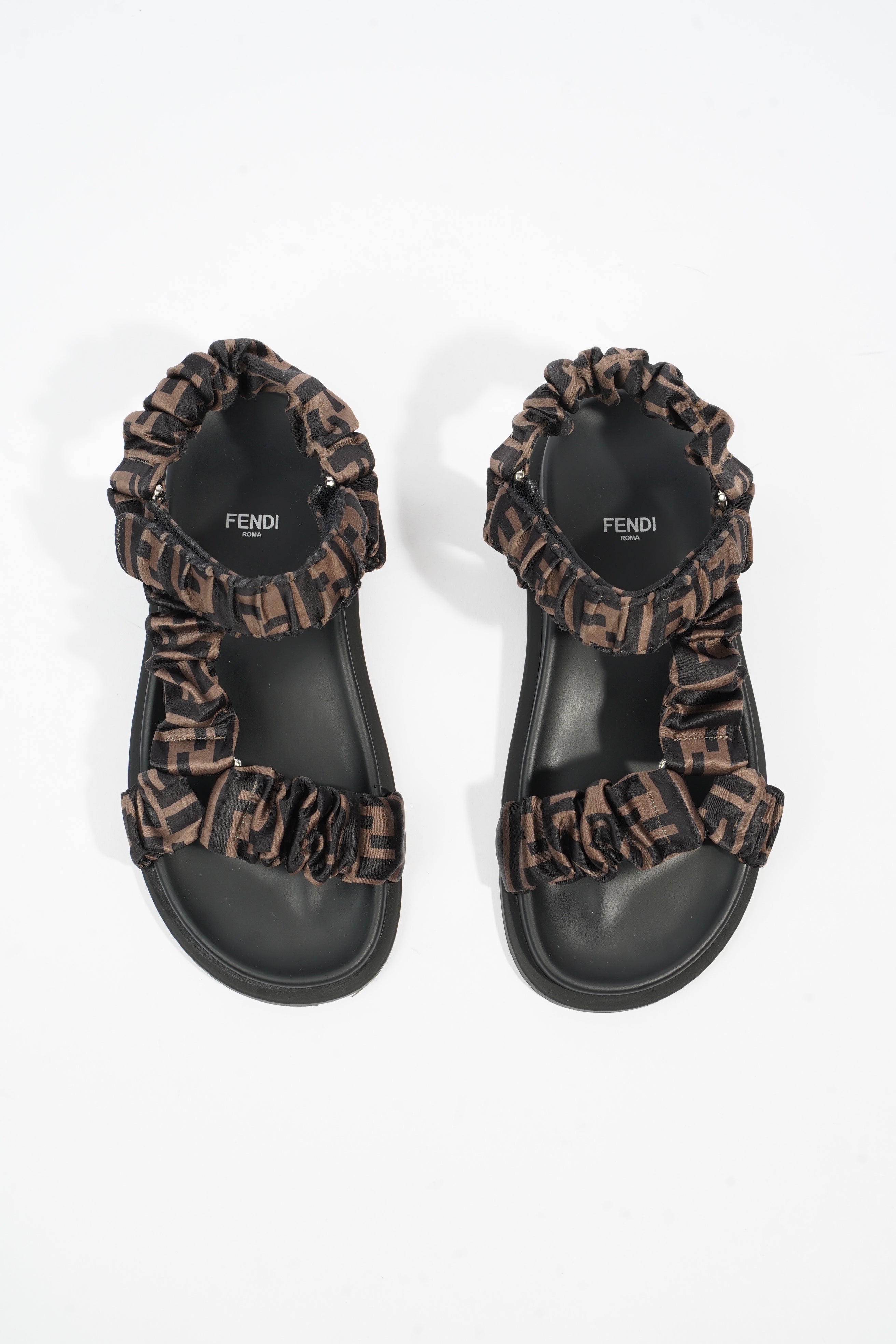 Fendi Fendi Feel Sandals Black / Brown Satin EU 37 UK 4