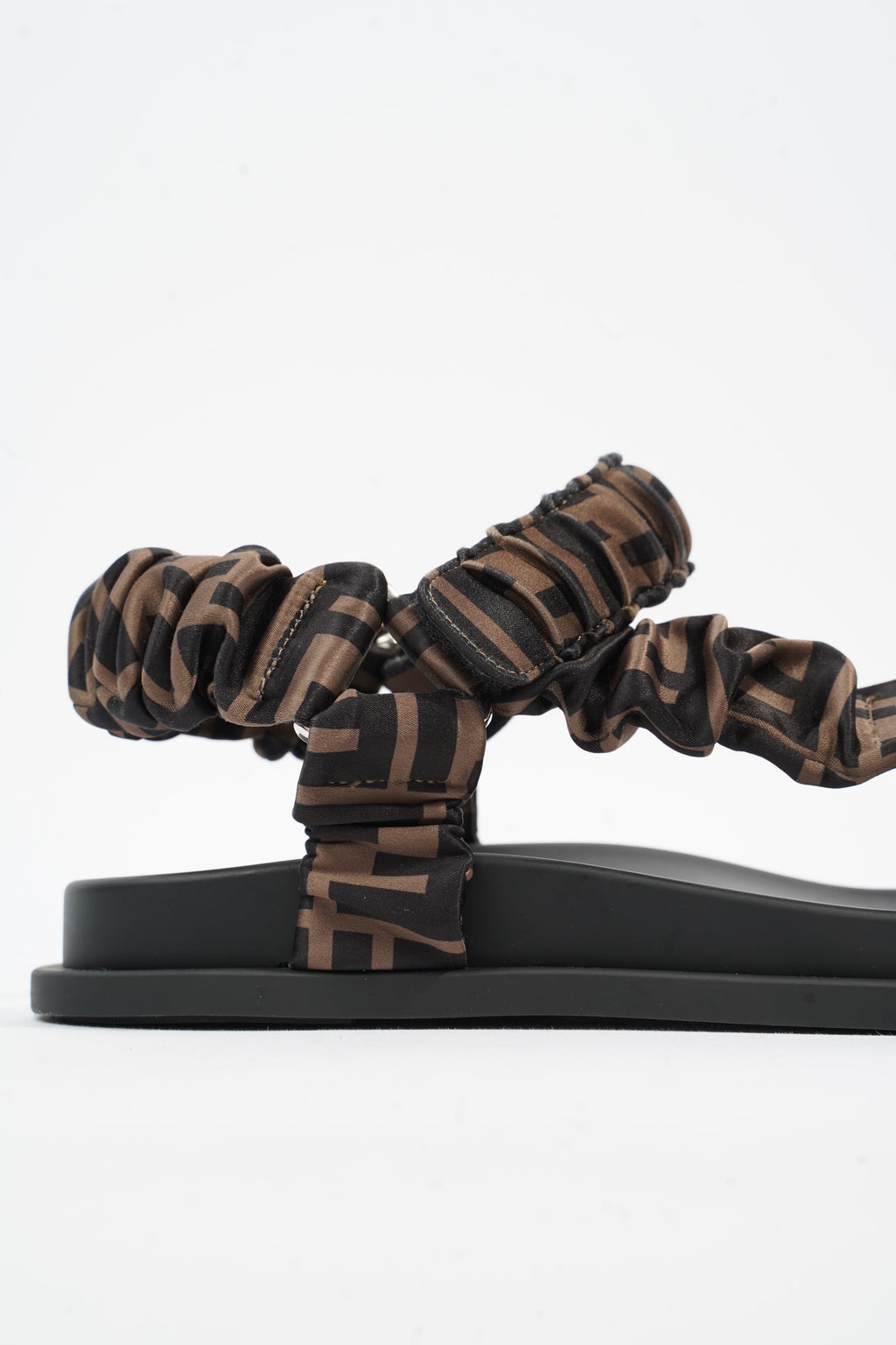 Fendi Fendi Feel Sandals Black / Brown Satin EU 37 UK 4