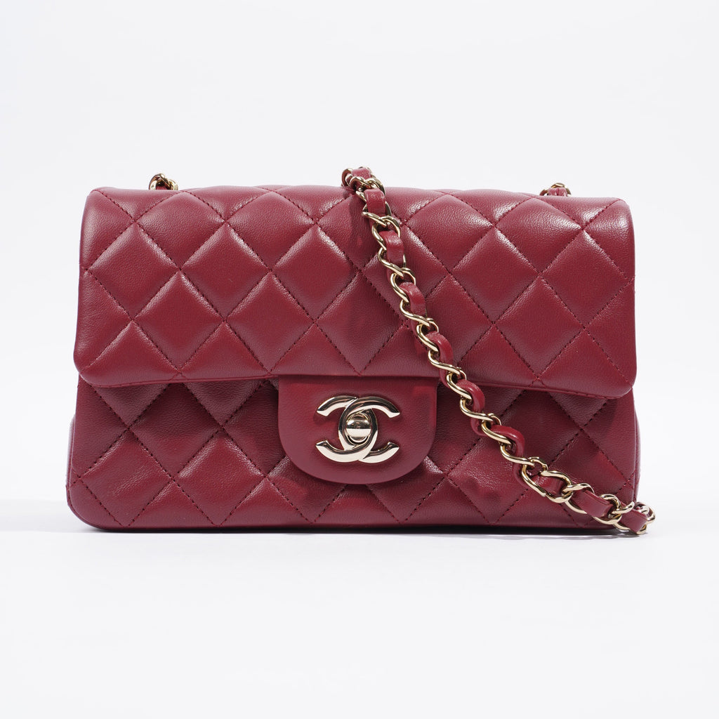 Chanel Mini Flap Burgundy Lambskin Leather