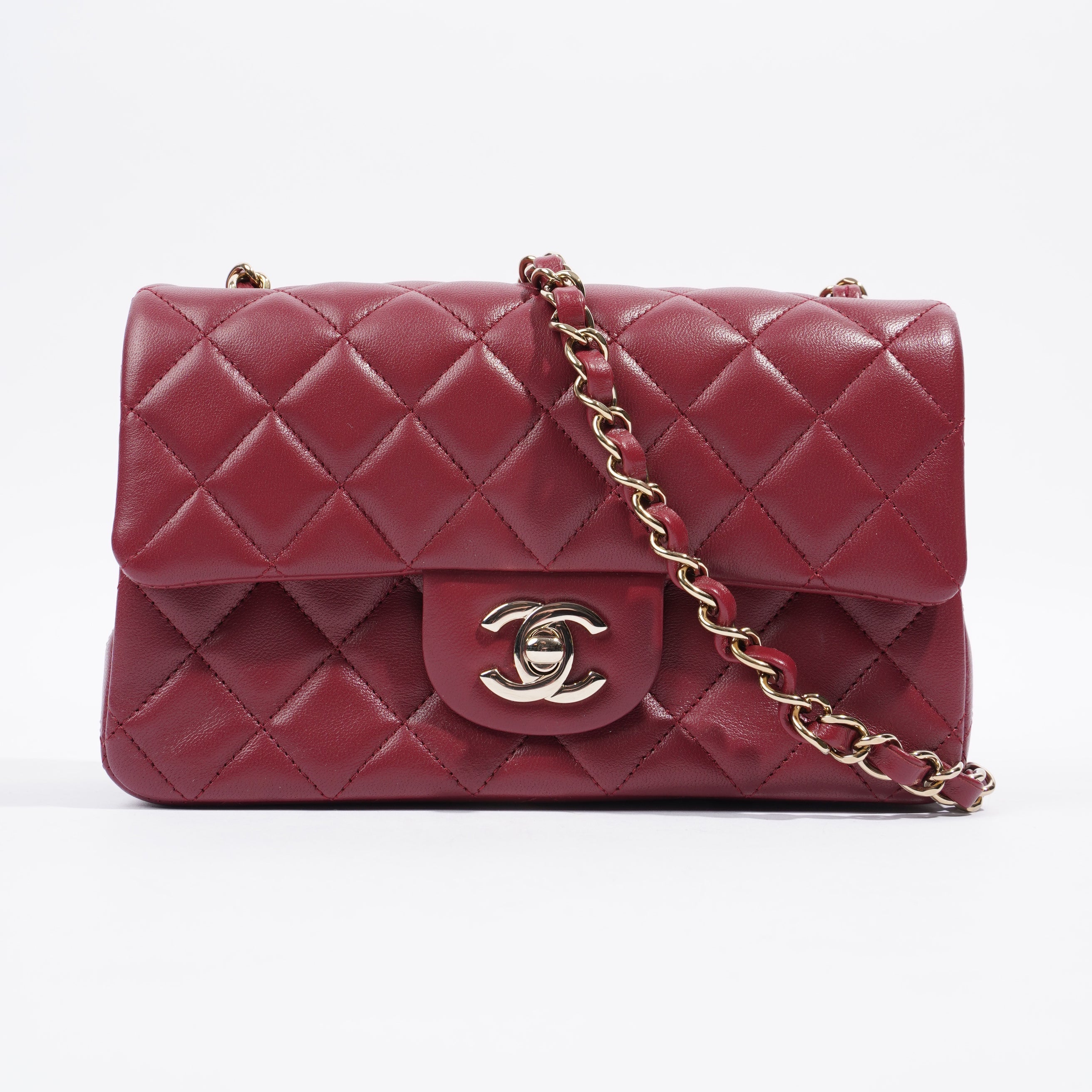 Chanel Mini Flap Burgundy Lambskin Leather