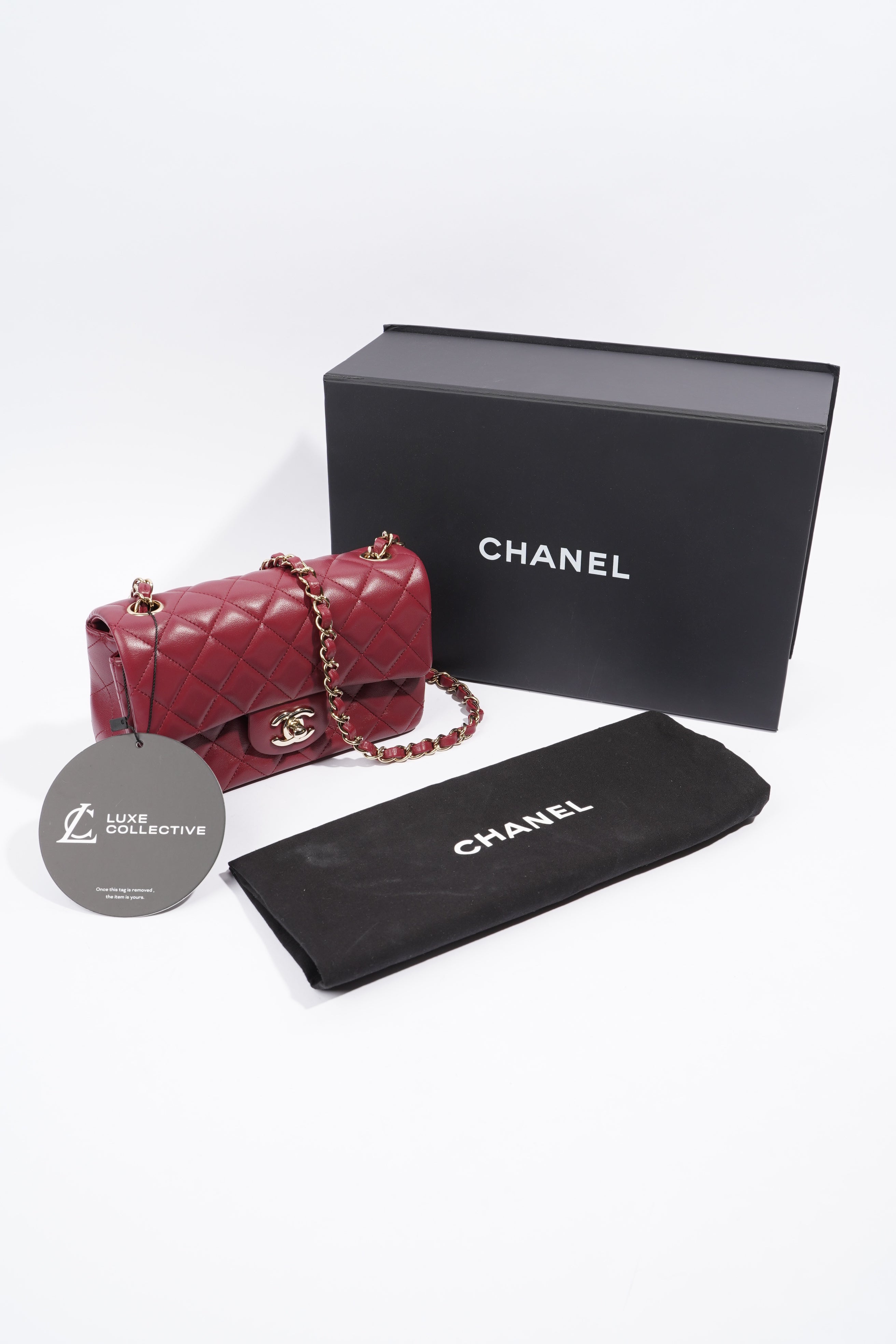 Chanel Mini Flap Burgundy Lambskin Leather