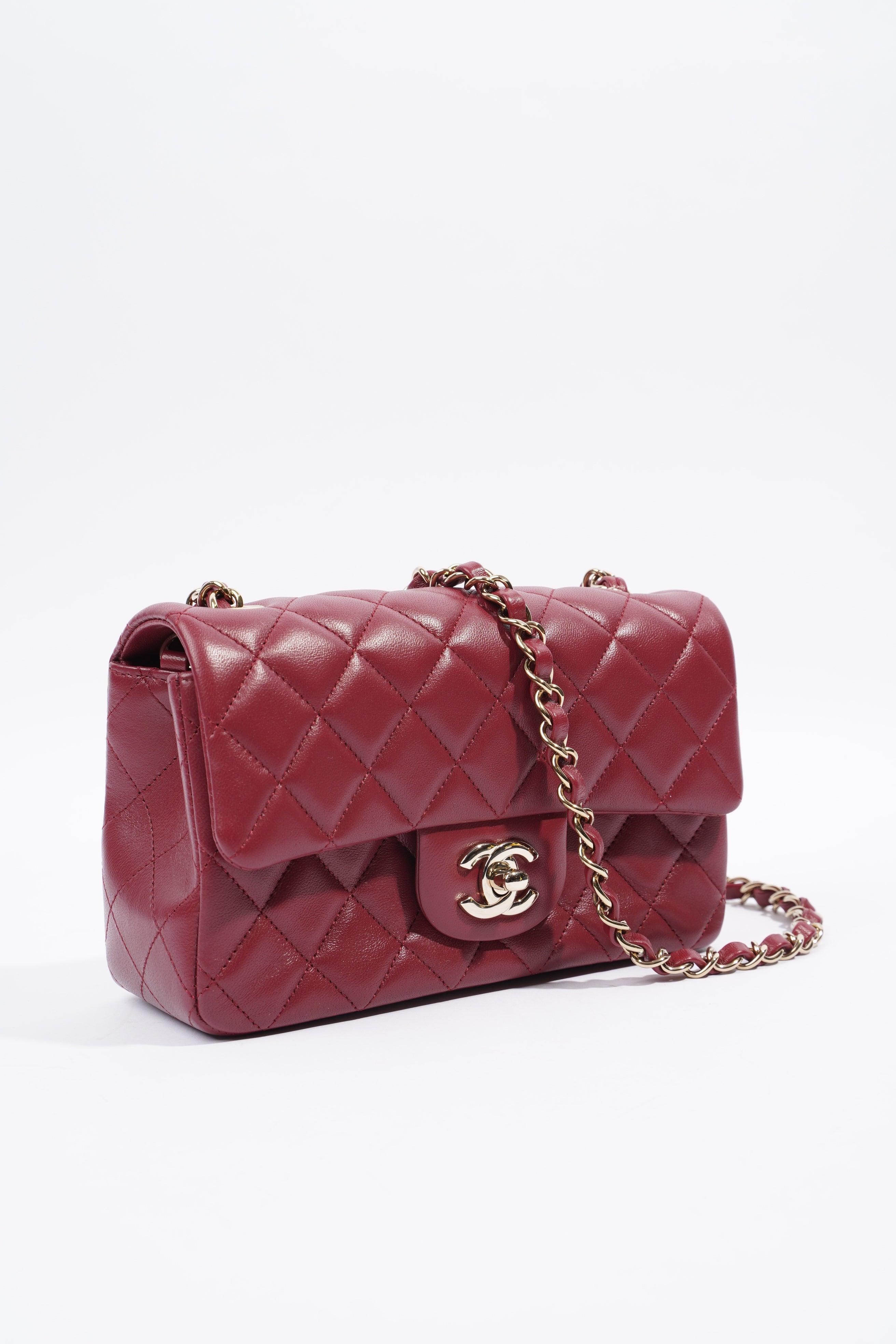 Chanel Mini Flap Burgundy Lambskin Leather
