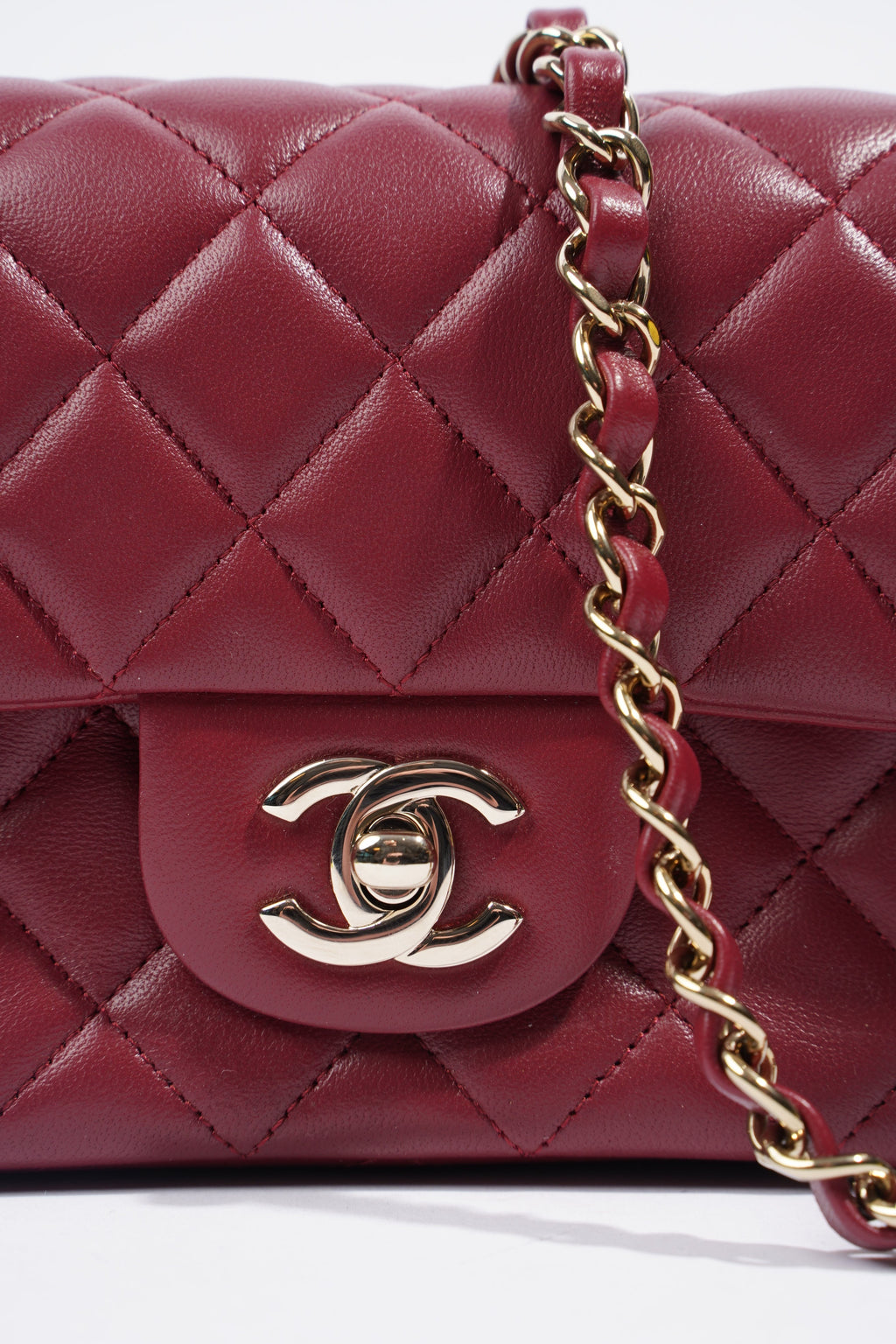 Chanel Mini Flap Burgundy Lambskin Leather