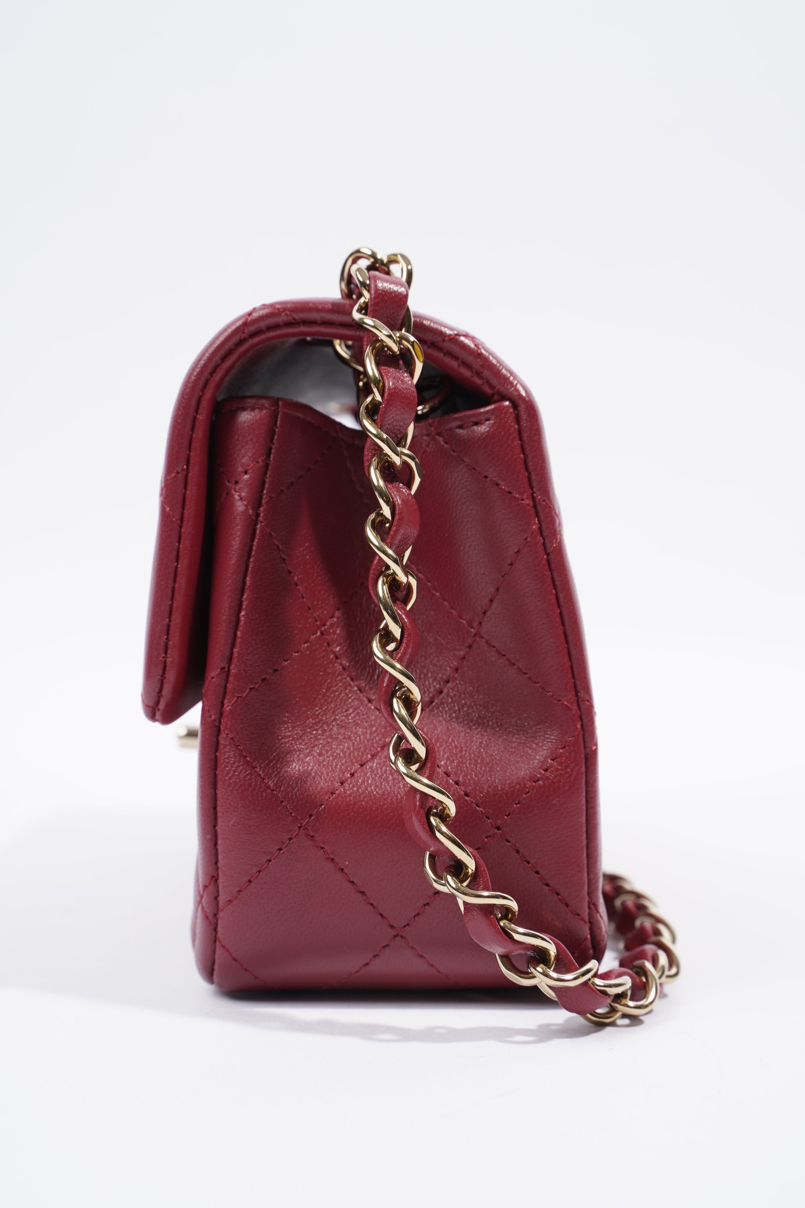 Chanel Mini Flap Burgundy Lambskin Leather