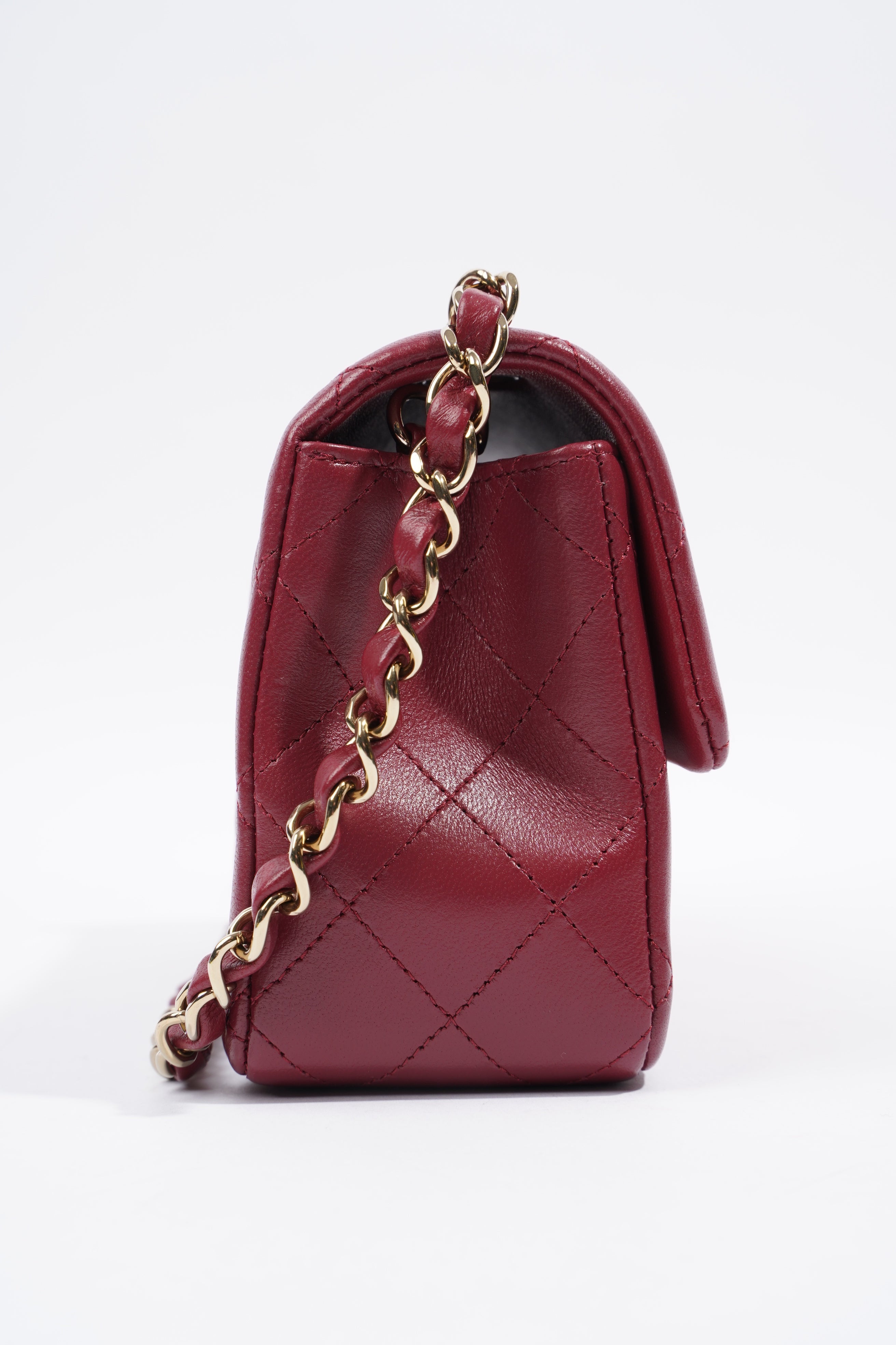 Chanel Mini Flap Burgundy Lambskin Leather