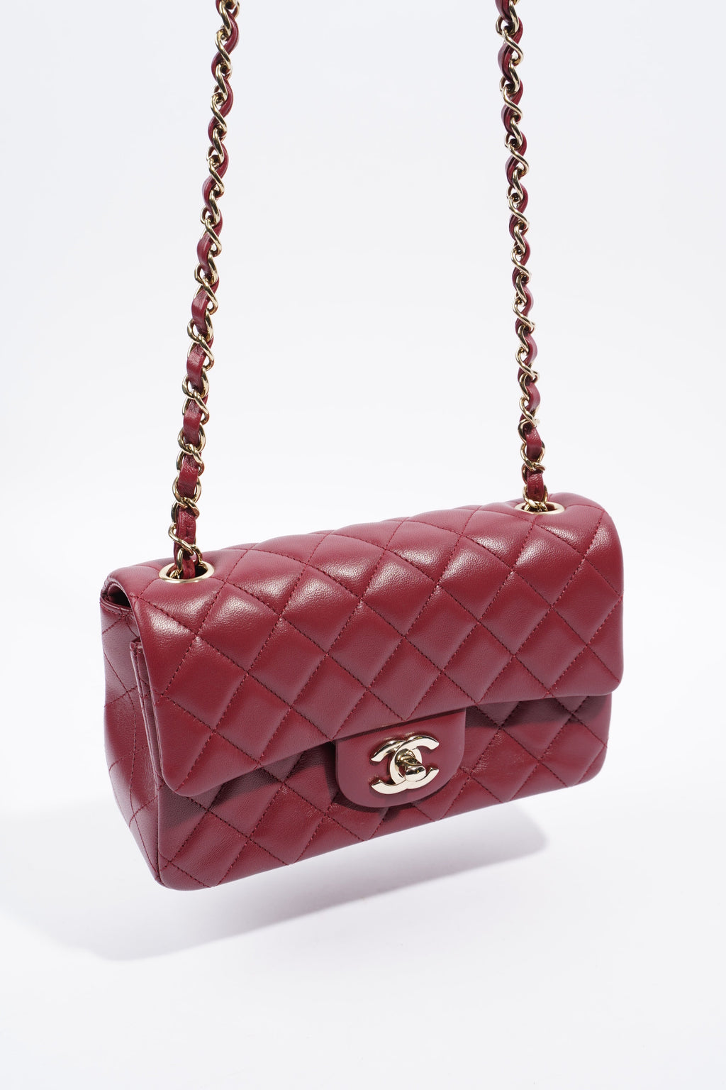 Chanel Mini Flap Burgundy Lambskin Leather