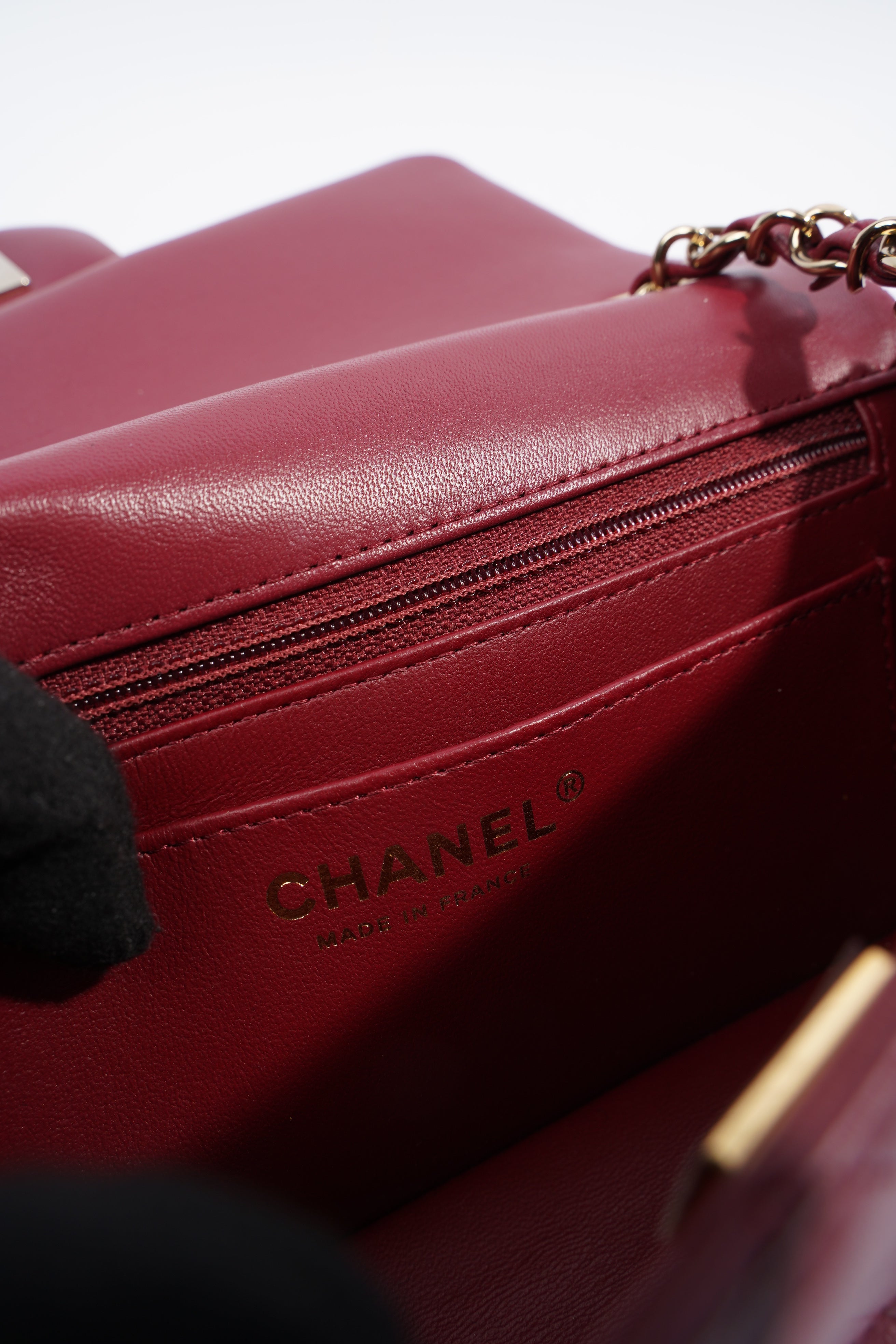 Chanel Mini Flap Burgundy Lambskin Leather