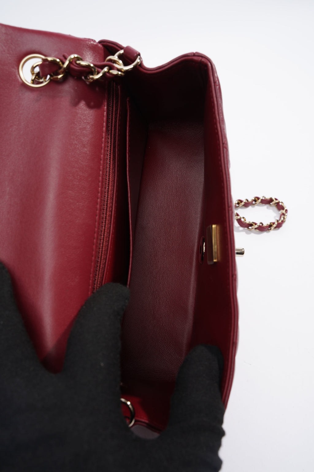 Chanel Mini Flap Burgundy Lambskin Leather