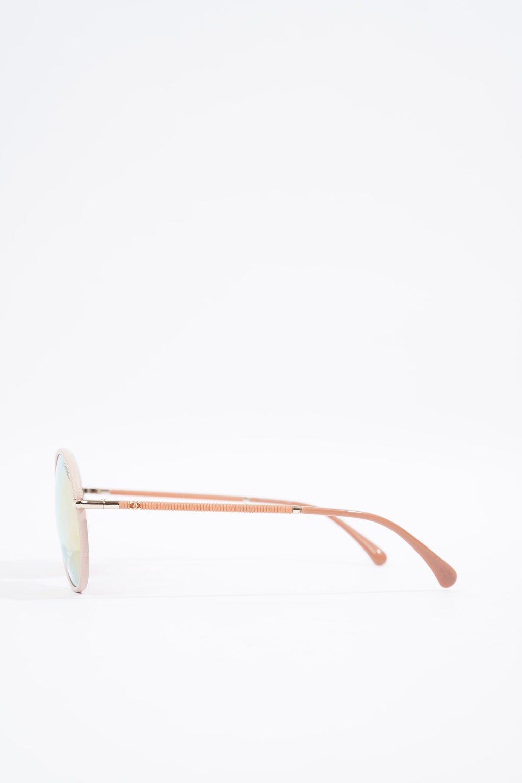 Chanel Aviator Reflective Lens Sunglasses Pale Pink Base Metal 56mm 17mm