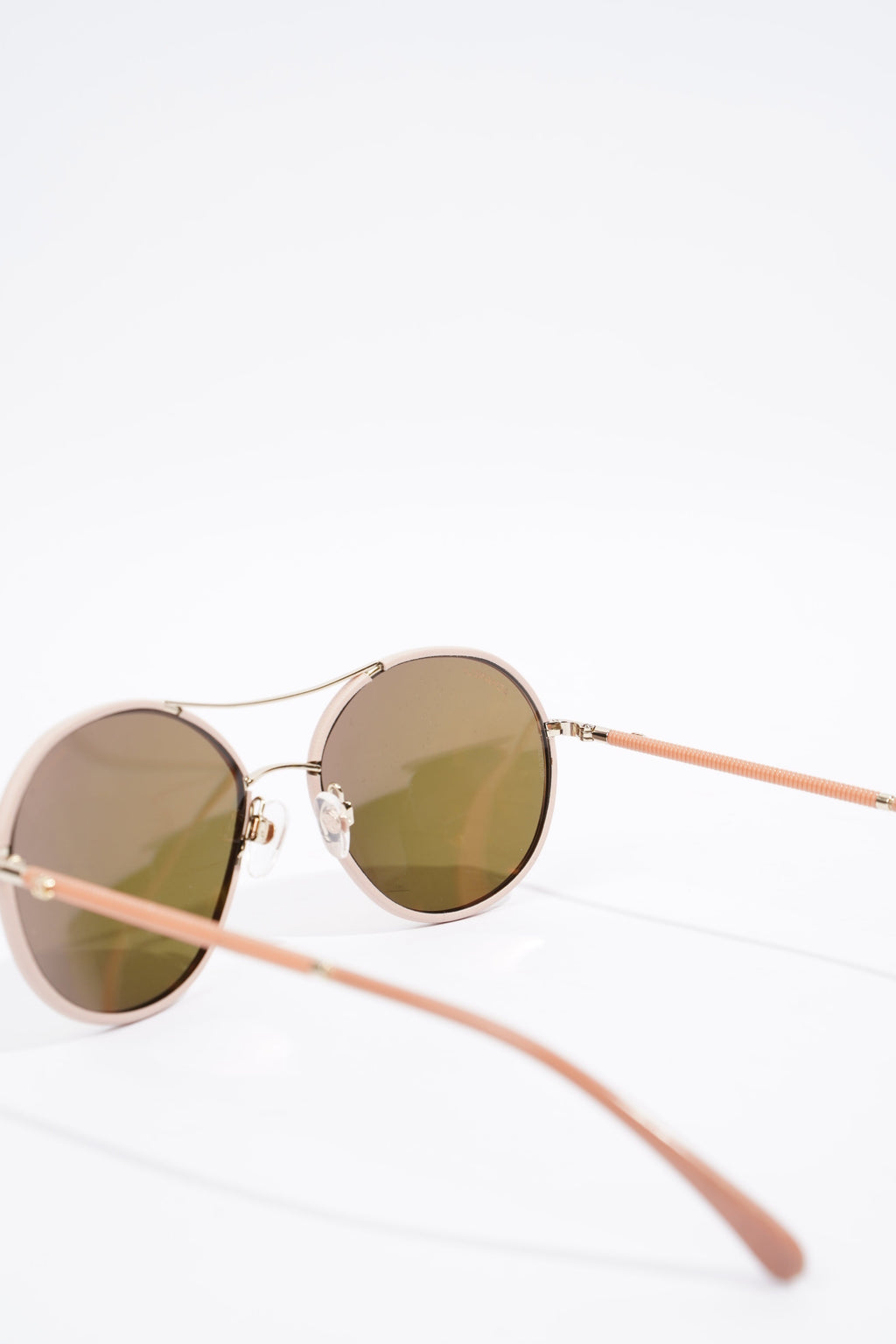 Chanel Aviator Reflective Lens Sunglasses Pale Pink Base Metal 56mm 17mm