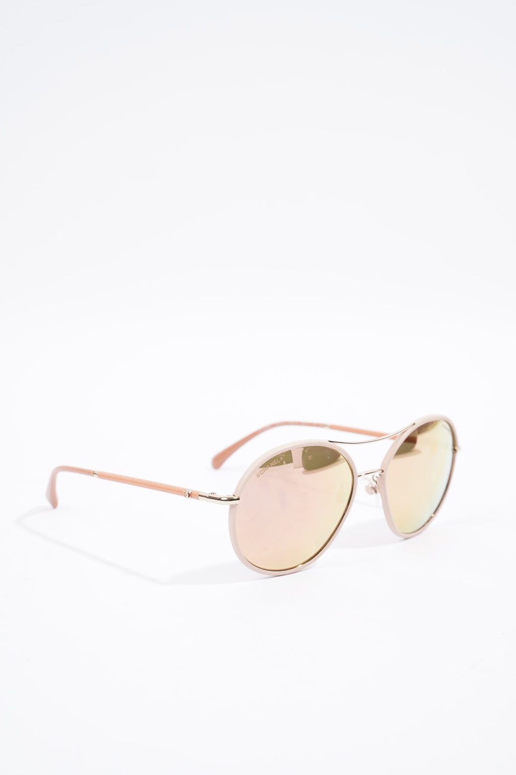 Chanel Aviator Reflective Lens Sunglasses Pale Pink Base Metal 56mm 17mm