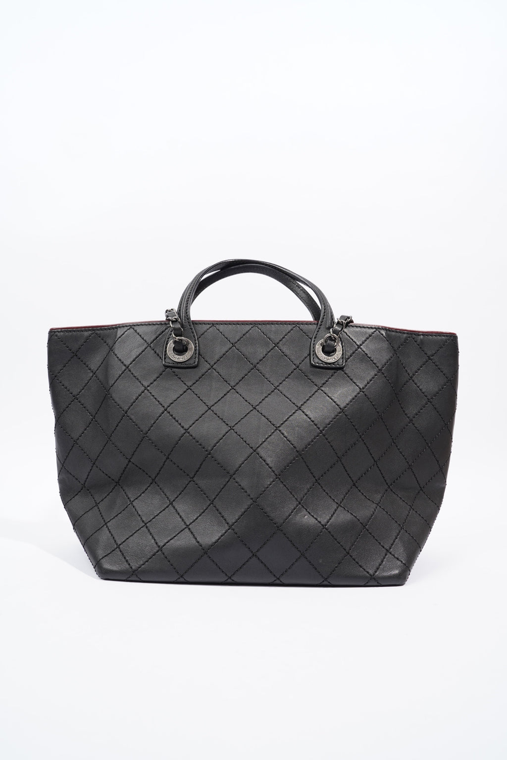 Chanel CC Charm Chain Shopping Tote Black Calfskin Leather Large
