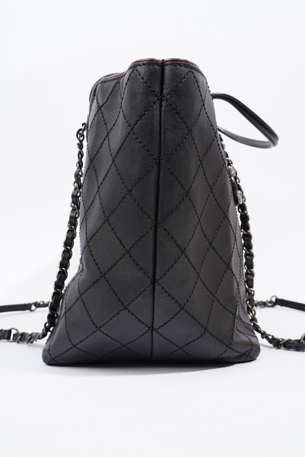 Chanel CC Charm Chain Shopping Tote Black Calfskin Leather Large