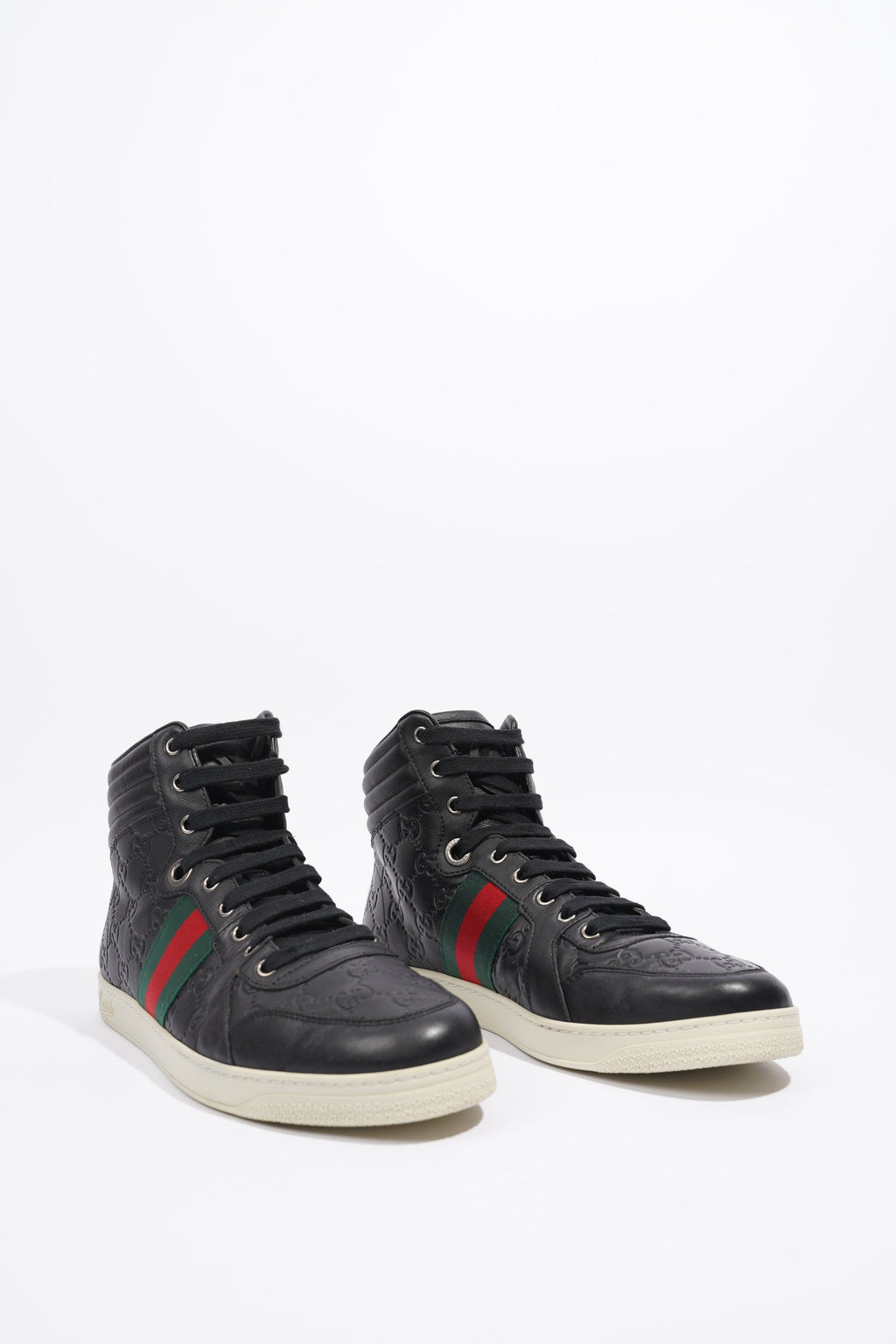 Gucci Guccissima High Top Black Leather EU 42 UK 8