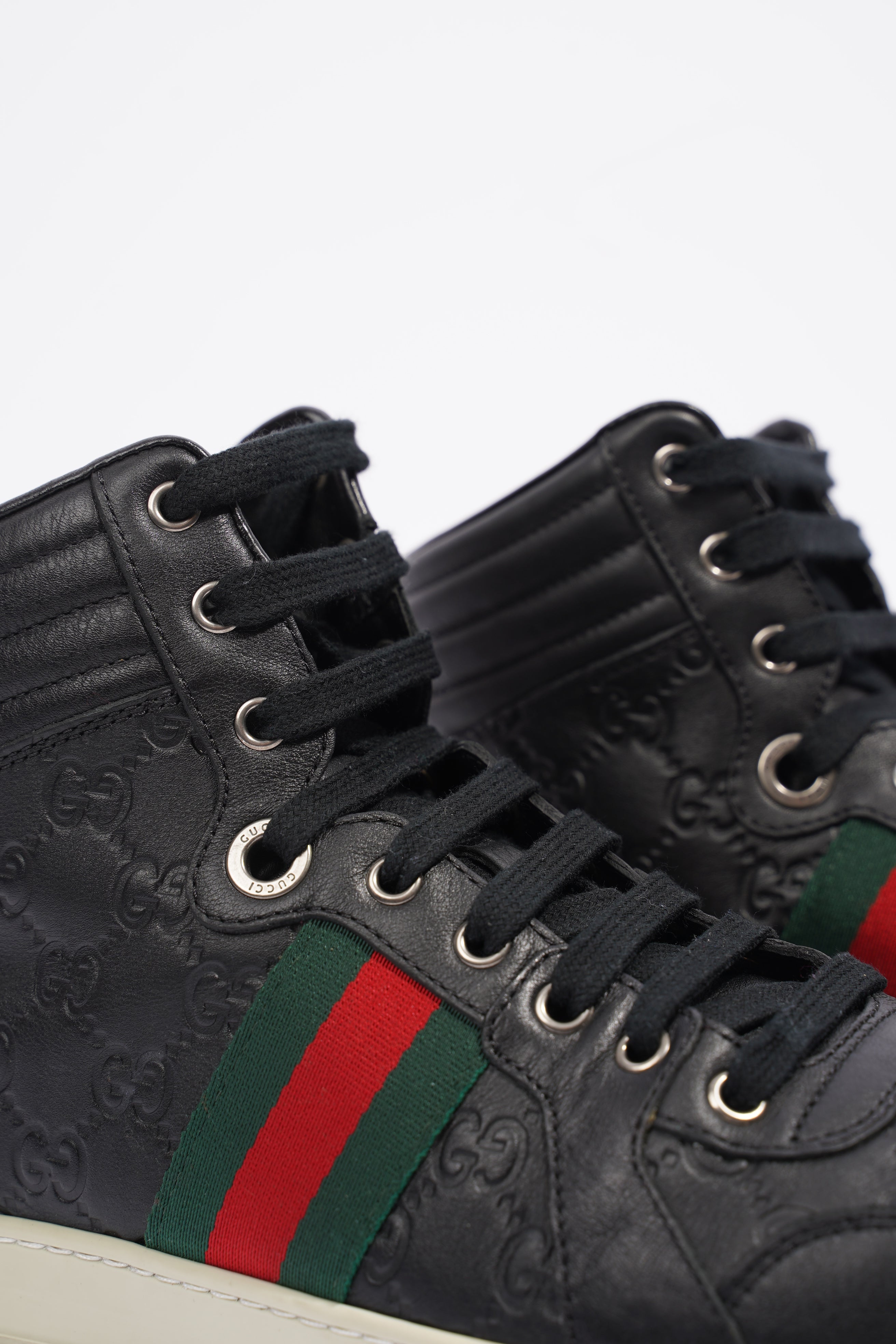 Gucci Guccissima High Top Black Leather EU 42 UK 8