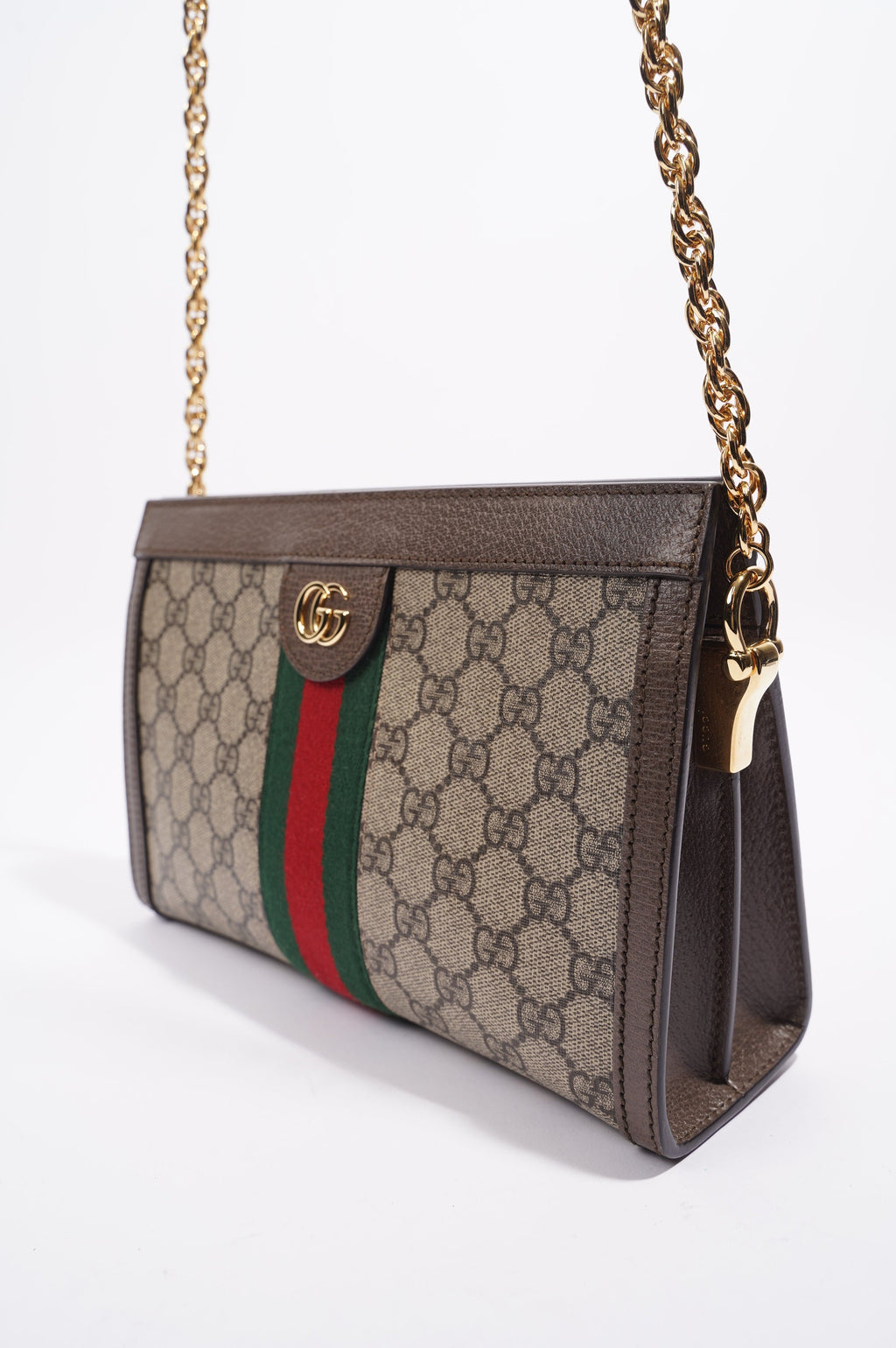 Gucci Ophidia GG Chain Shoulder Bag Supreme / Green / Red Coated Canvas Small