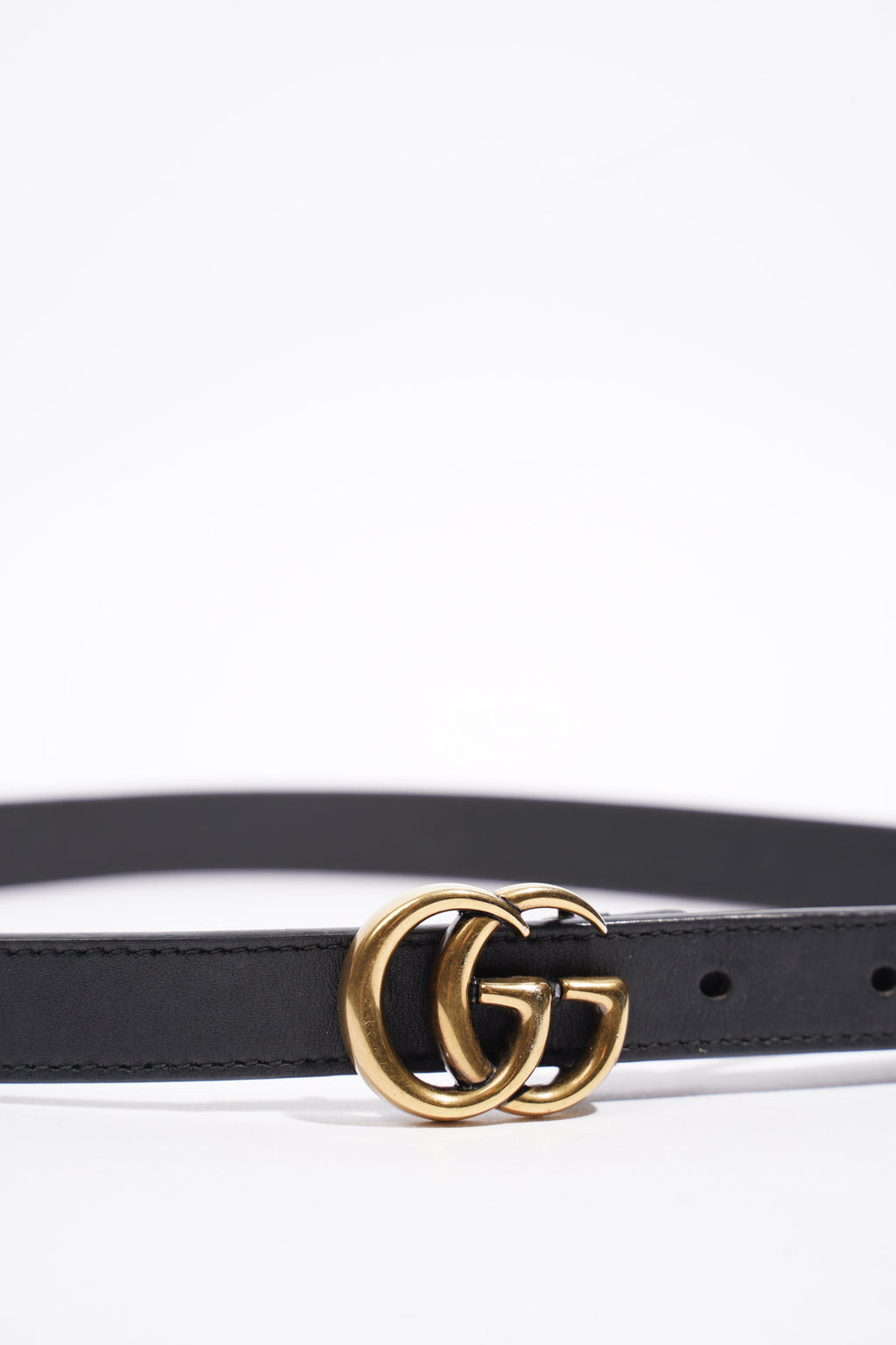 Gucci GG Marmont Thin Belt Black Leather 80cm 32"