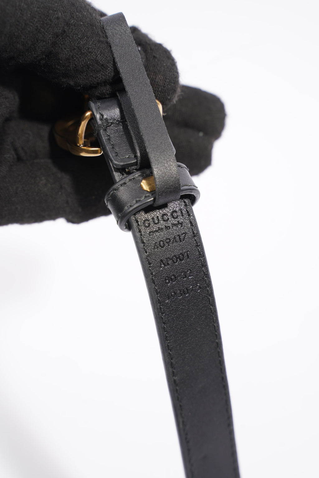 Gucci GG Marmont Thin Belt Black Leather 80cm 32"