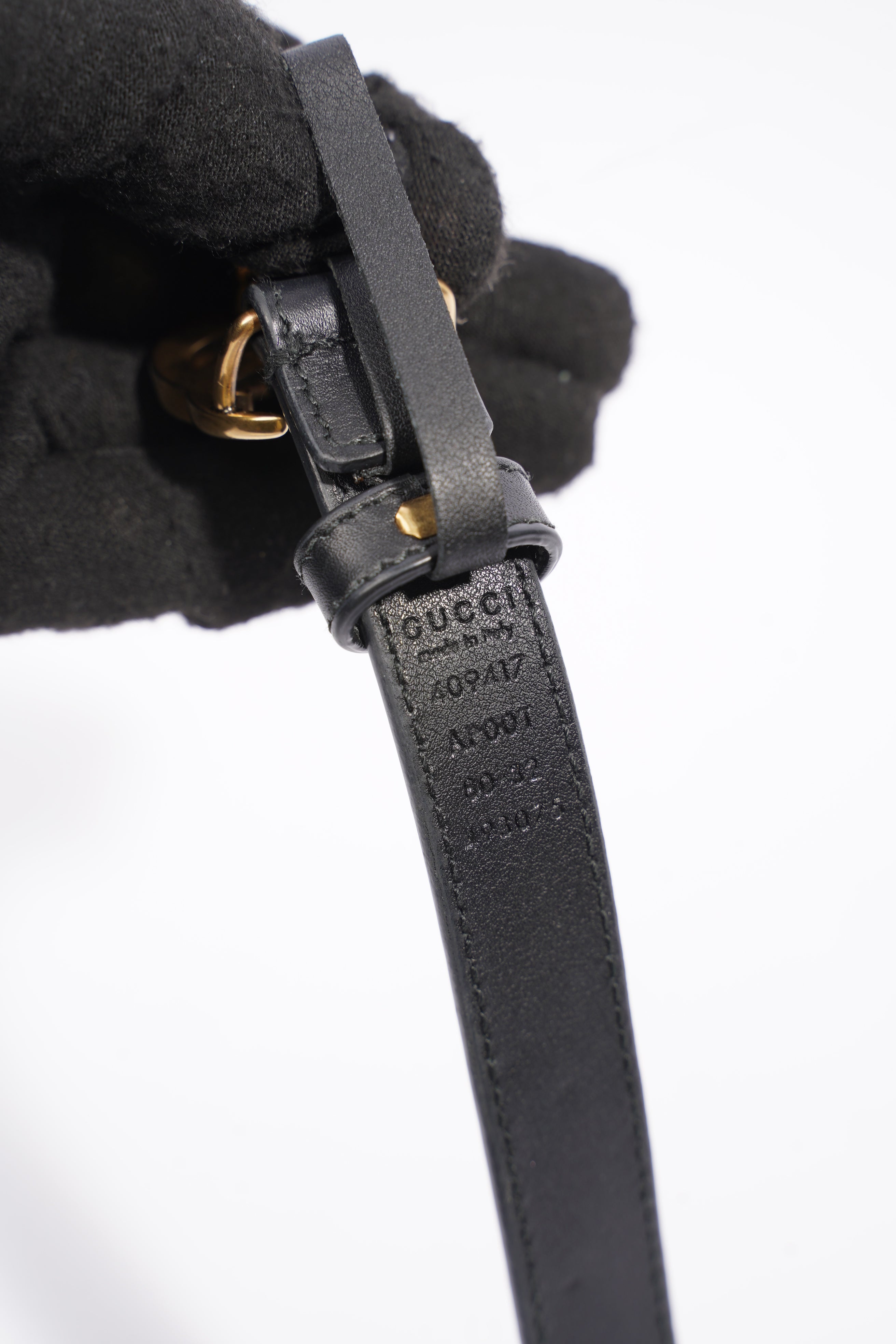Gucci GG Marmont Thin Belt Black Leather 80cm 32"