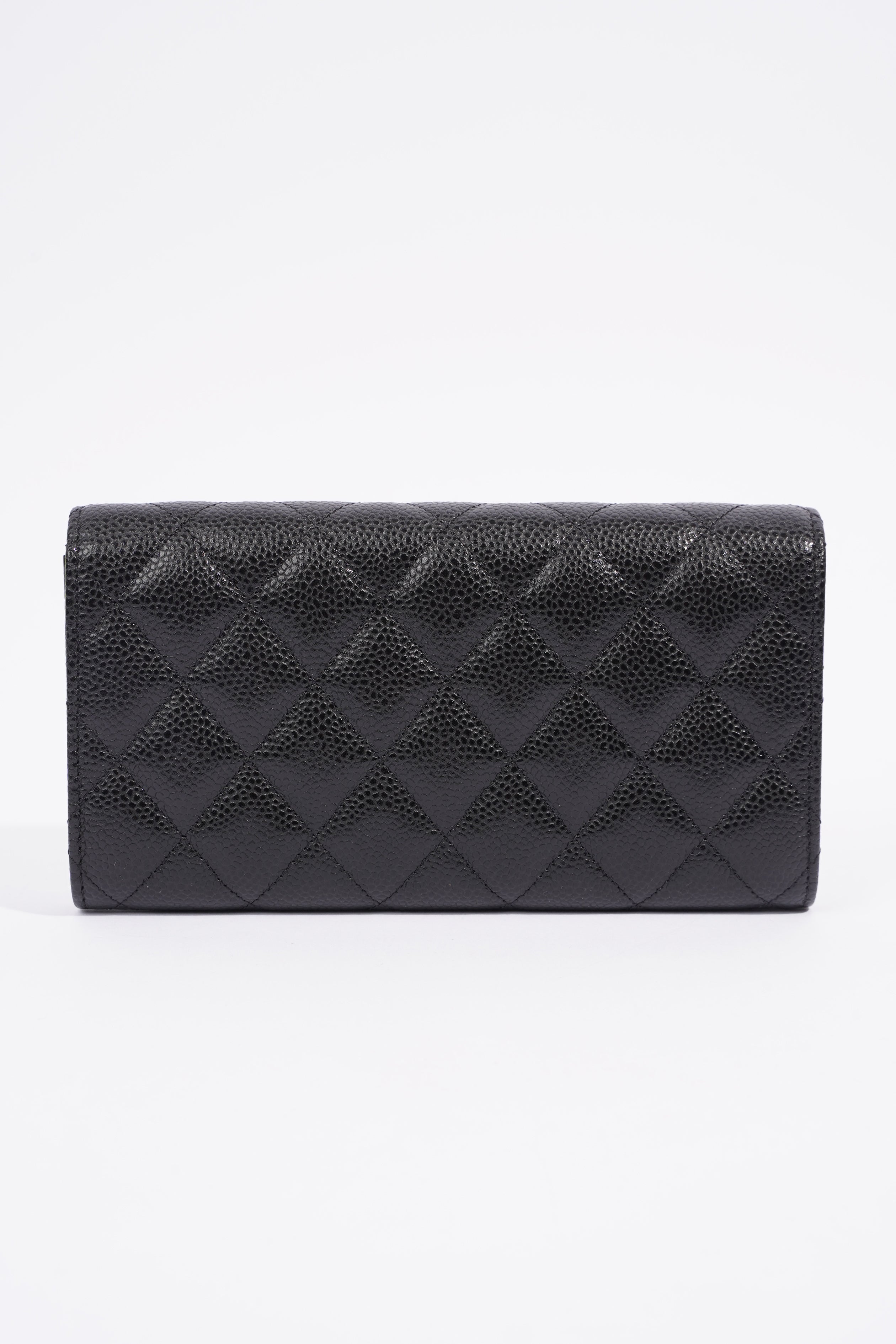 Chanel Classic Flap Wallet Black Caviar Leather Long