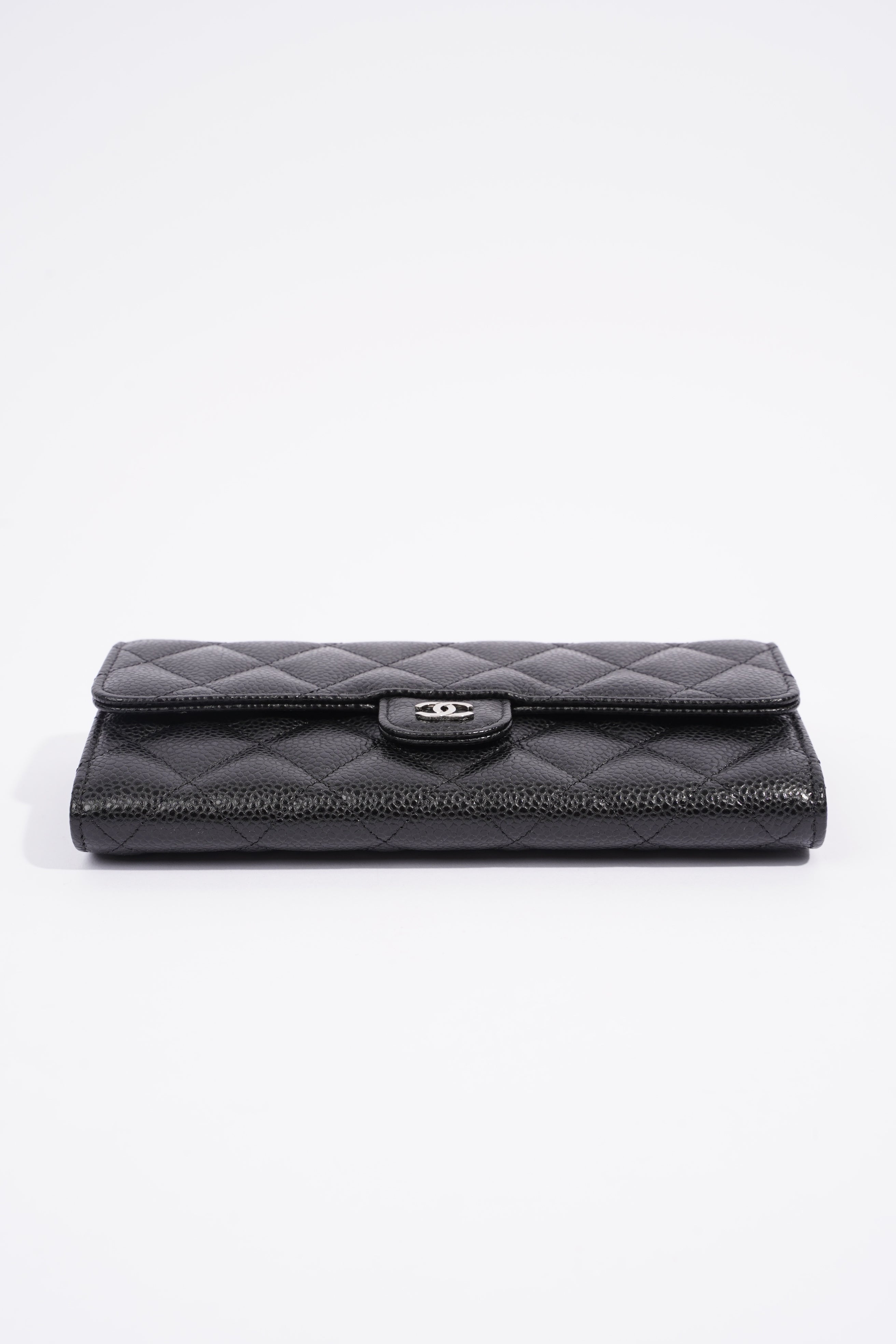 Chanel Classic Flap Wallet Black Caviar Leather Long