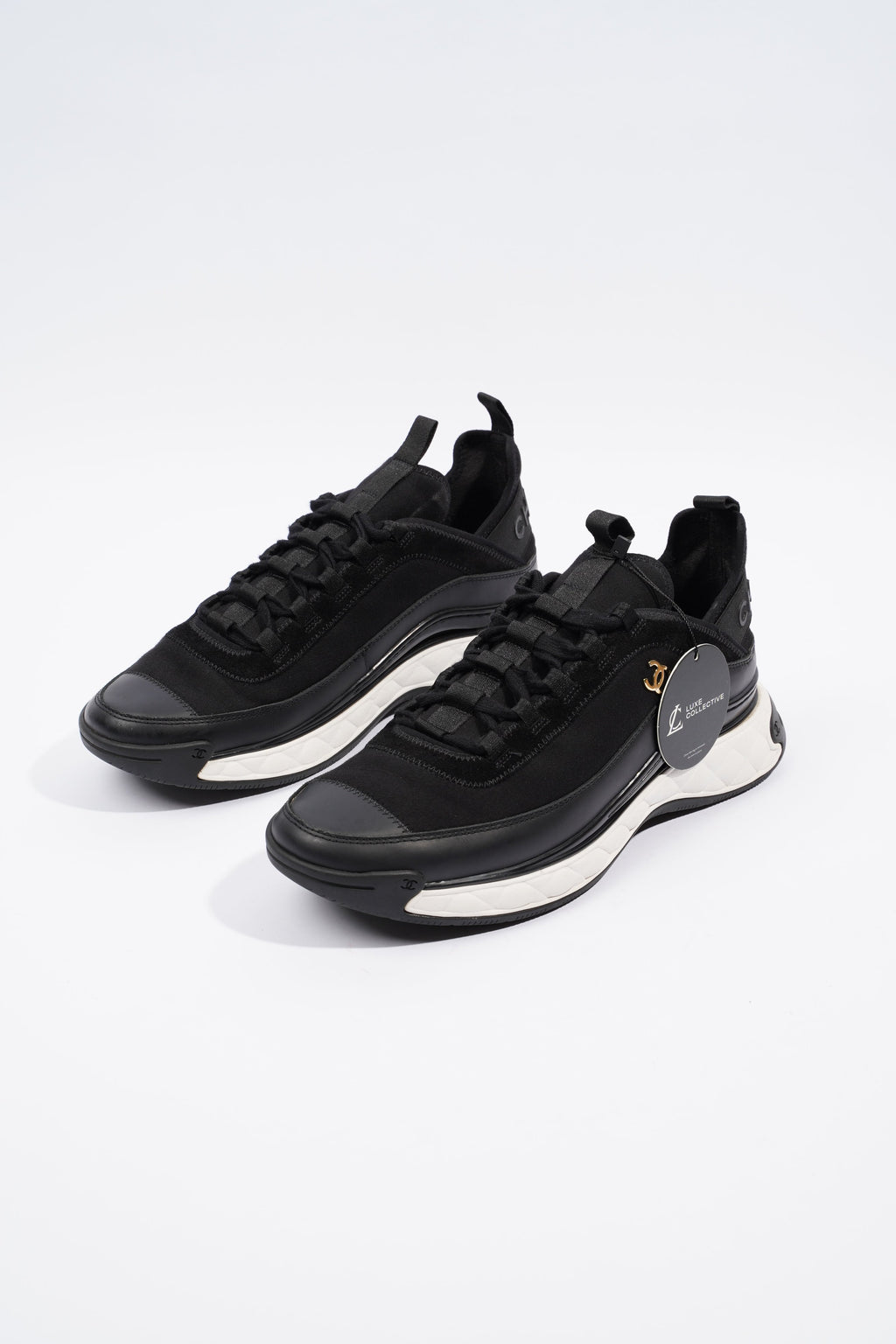 Chanel CC Logo Sneaker Black / White Fabric EU 42 UK 8
