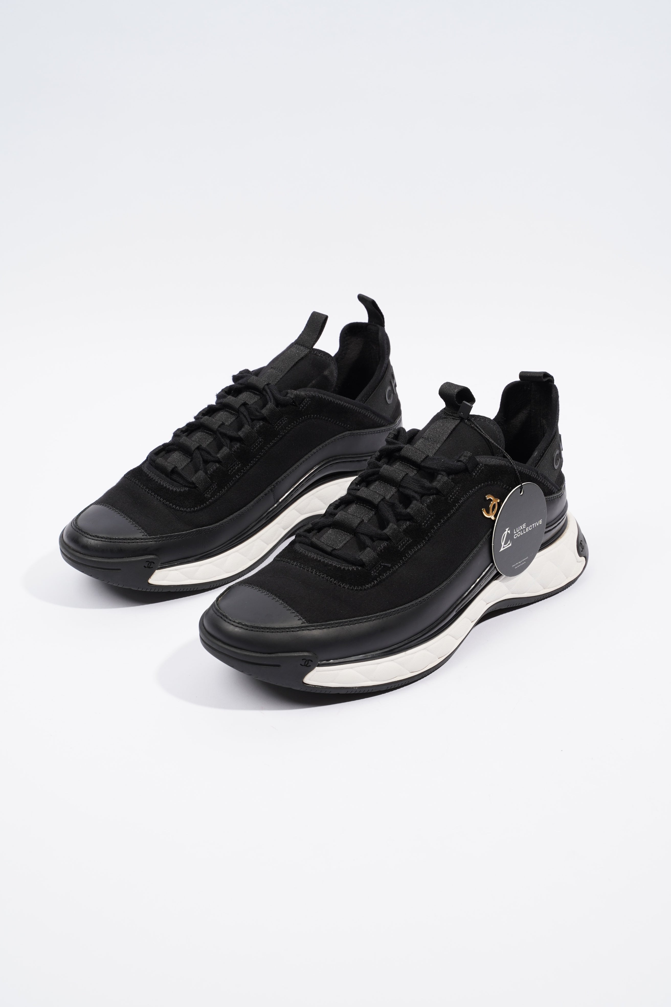 Chanel CC Logo Sneaker Black / White Fabric EU 42 UK 8