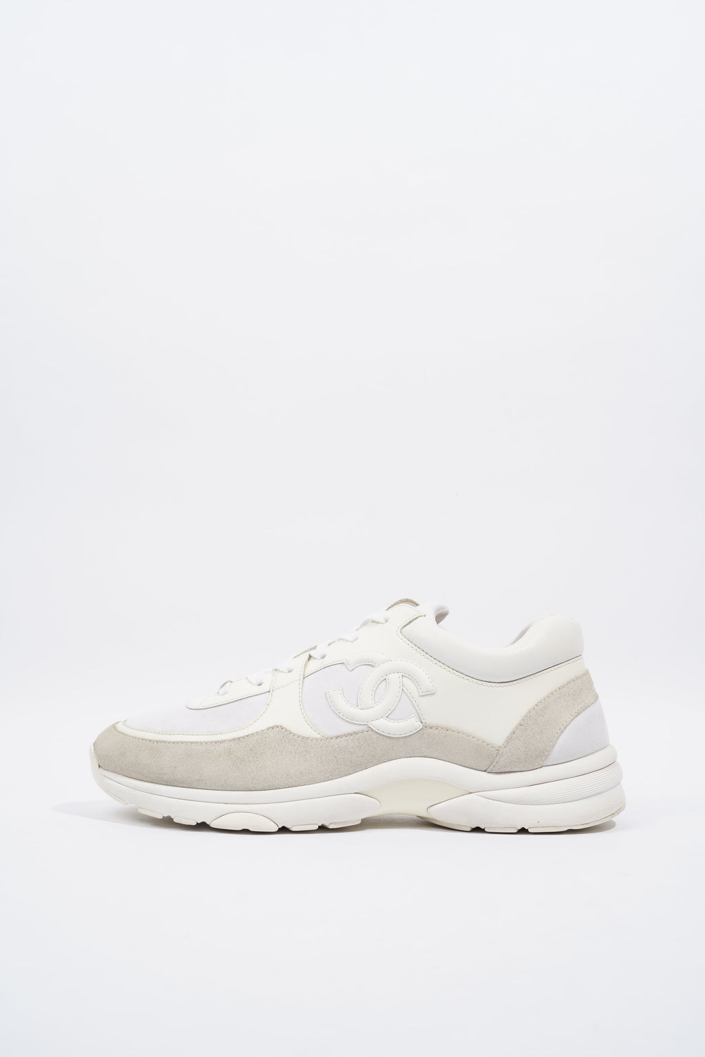 Chanel CC Logo Sneaker White Suede EU 44 UK 10
