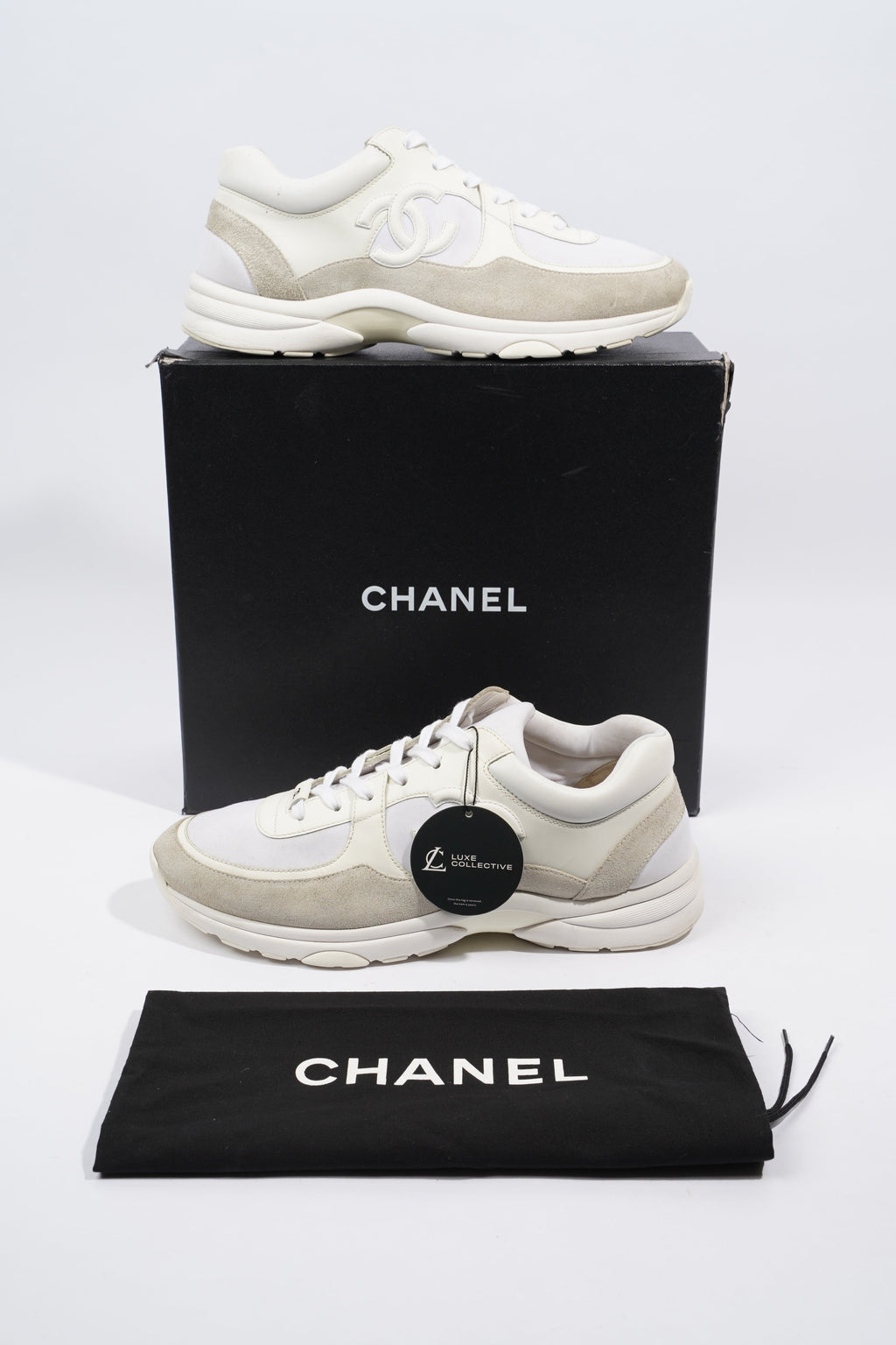 Chanel CC Logo Sneaker White Suede EU 44 UK 10