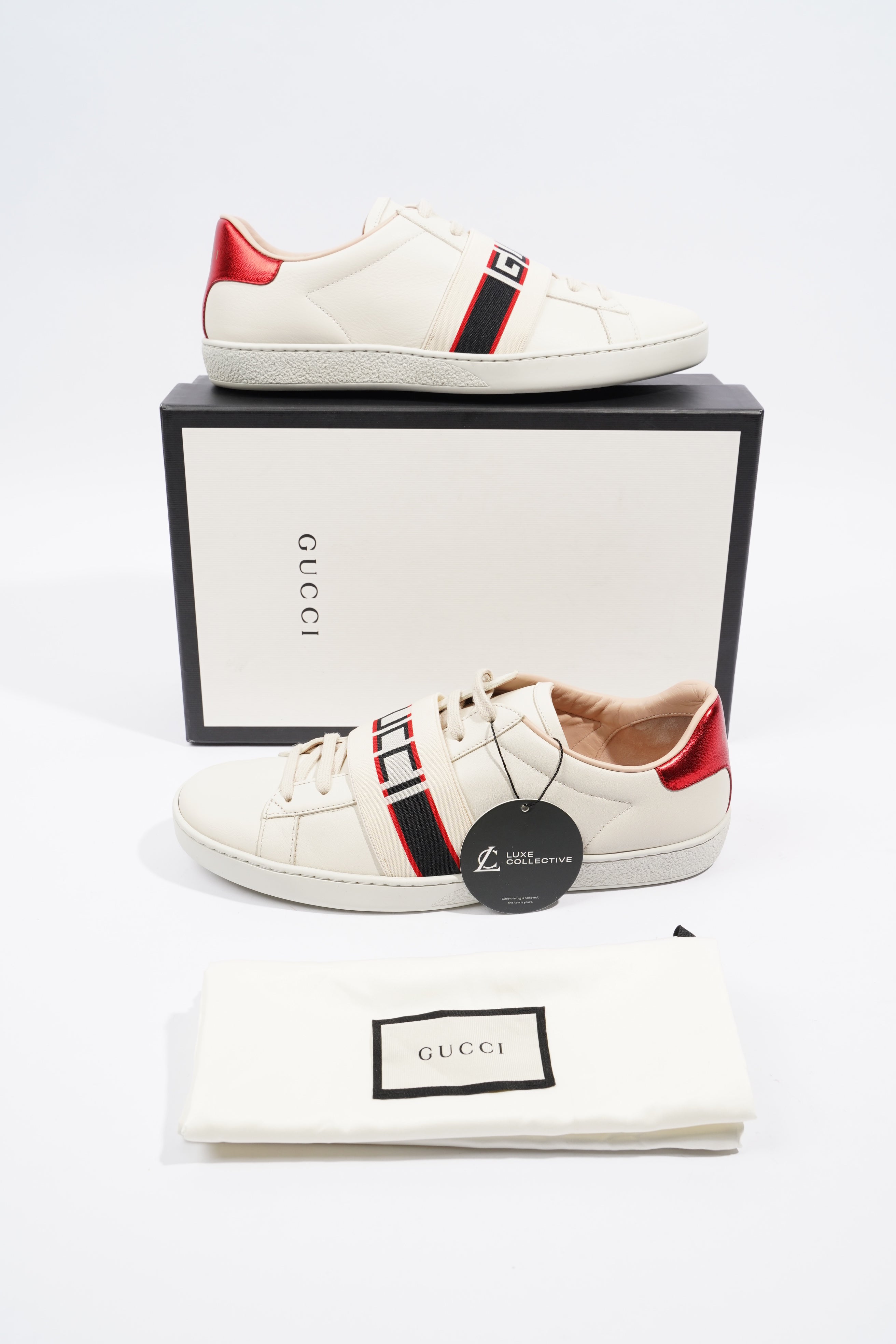 Gucci Ace Stripe Cream / Red Leather EU 39.5 UK 6.5