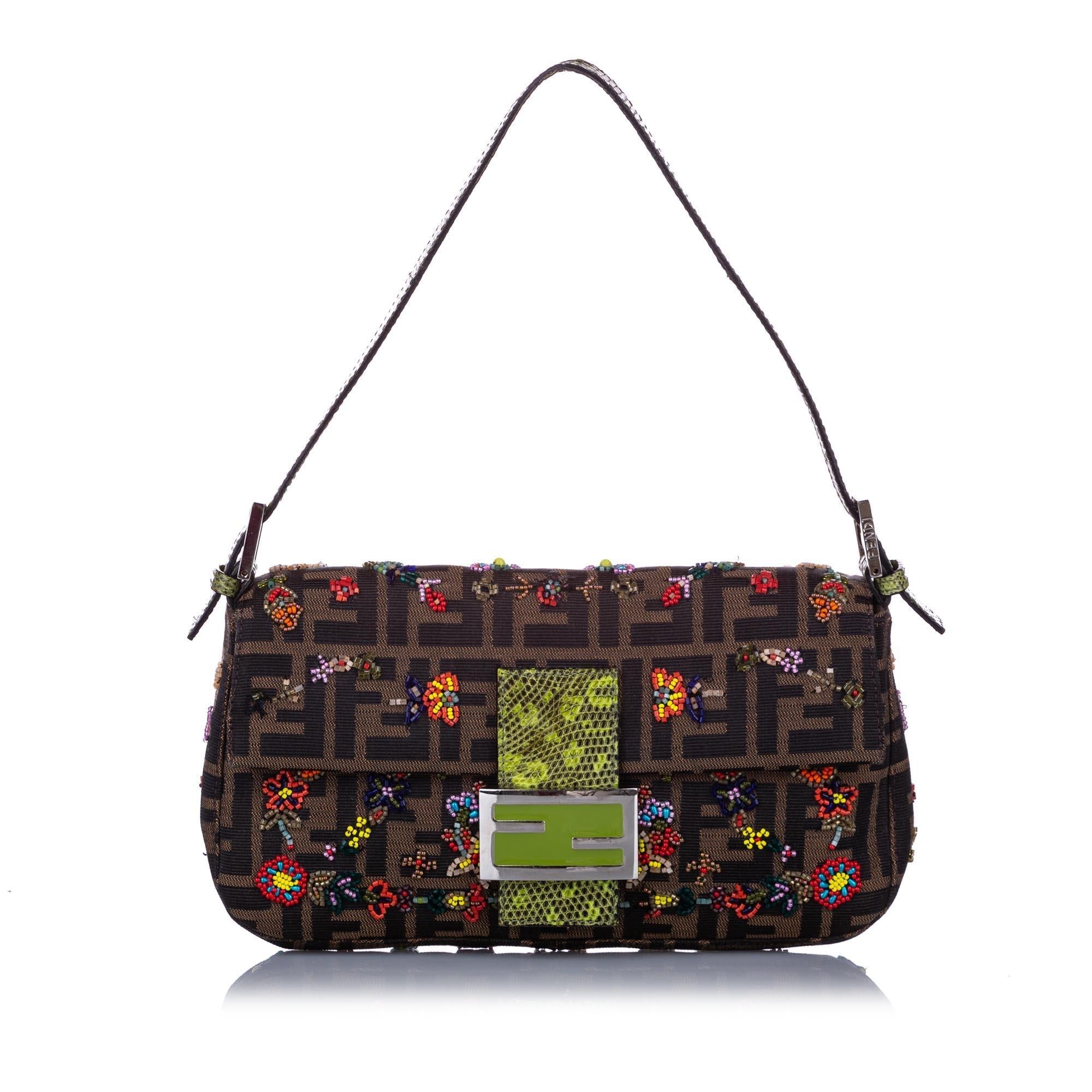 Fendi Beaded Zucca Canvas Baguette (SHG-10518)