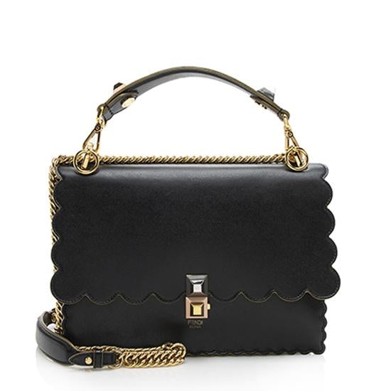 Fendi Calfskin Studded Kan I Medium Shoulder Bag