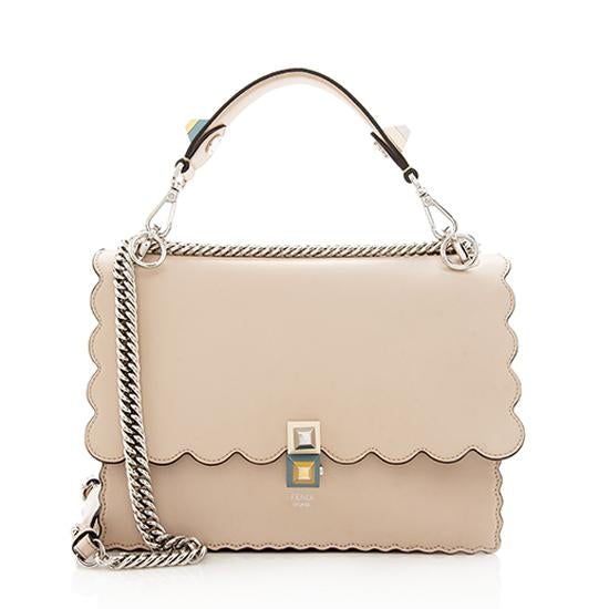 Fendi Calfskin Studded Kan I Medium Shoulder Bag