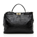 Fendi Crinkled Patent Leather Peekaboo Large Satchel (SHF-13995)