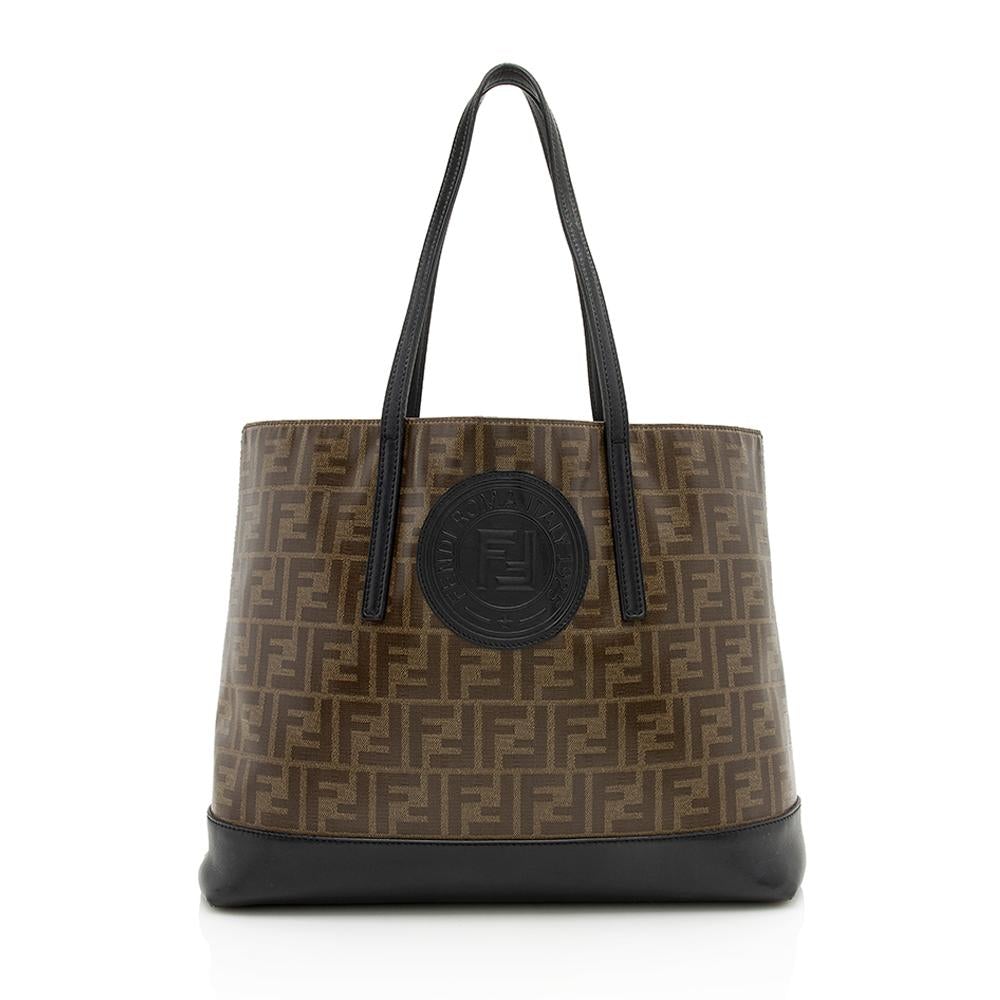 Fendi  FF Coated Canvas Vetrificato Shopper Tote (SHF-12523)