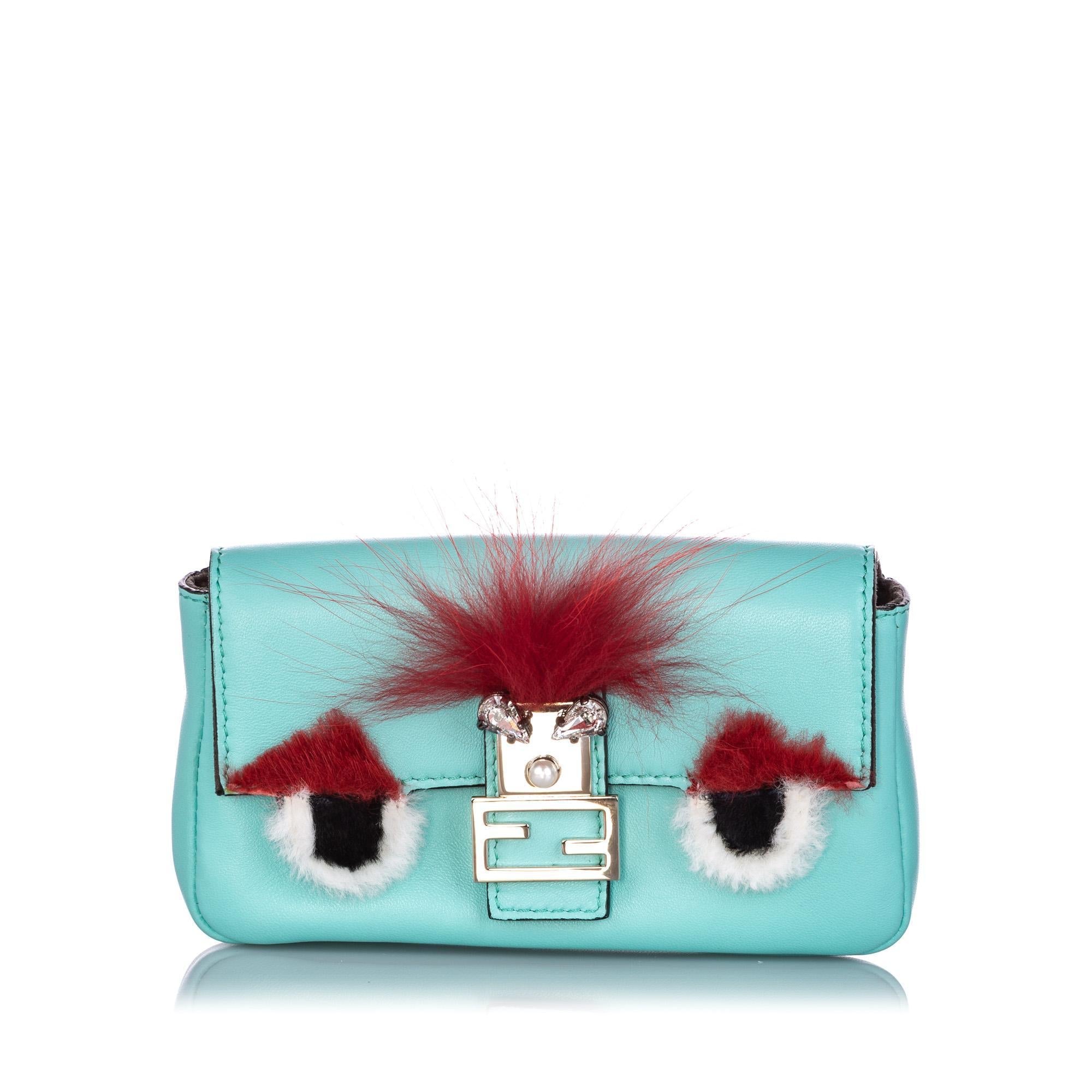Fendi Leather Micro Monster Baguette Shoulder Bag (SHG-13629)