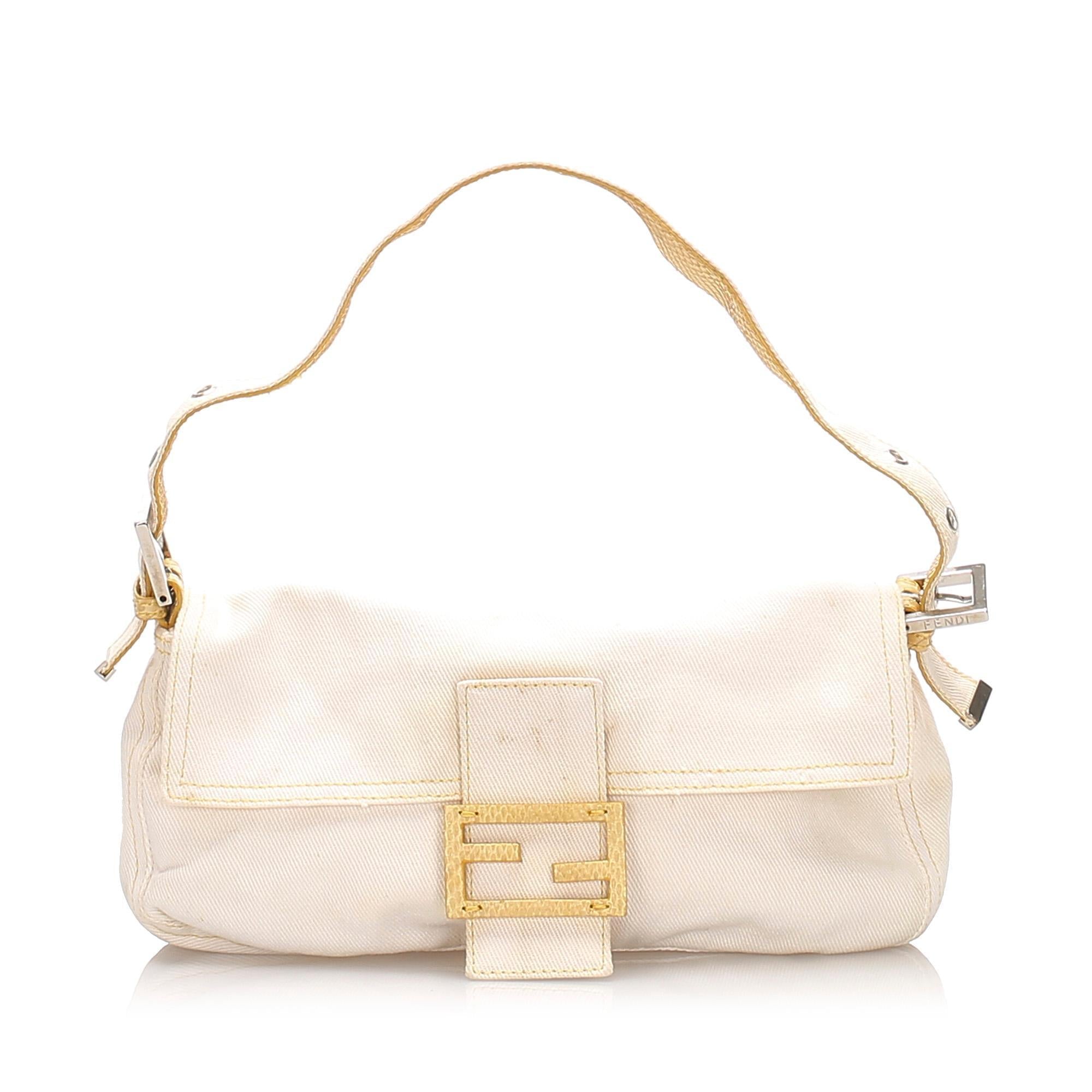 Fendi Python-Trimmed Canvas Mamma Baguette (SHG-16033)