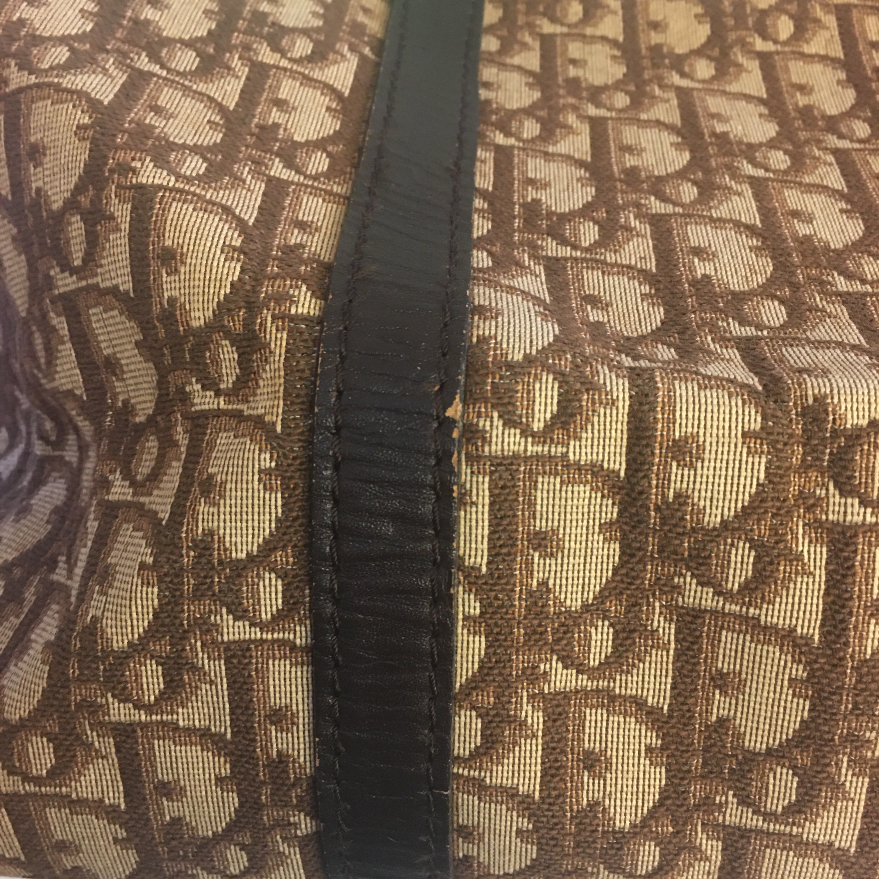CHRISTIAN DIOR Bowling Handbag in Beige Fabric