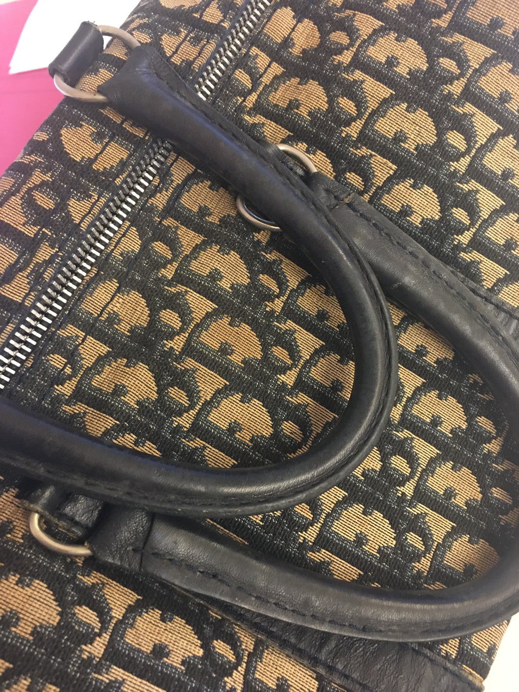 CHRISTIAN DIOR Bowling Handbag in Blue Fabric